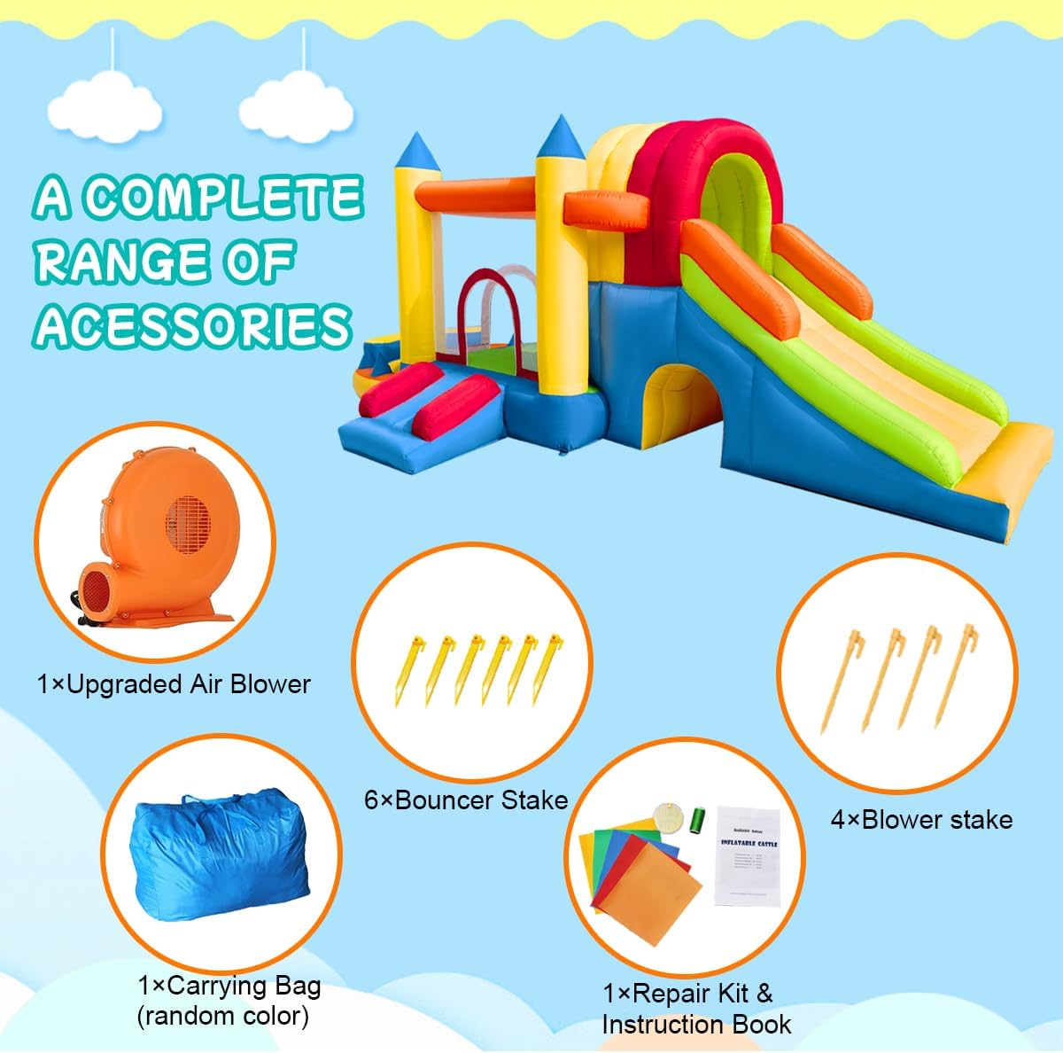 Thumbnail 6 de Baralir Inflatable Bouncy Castle 8 in 1: Large Outdoor/Indoor Kids’ Play Centre with 2 Slides