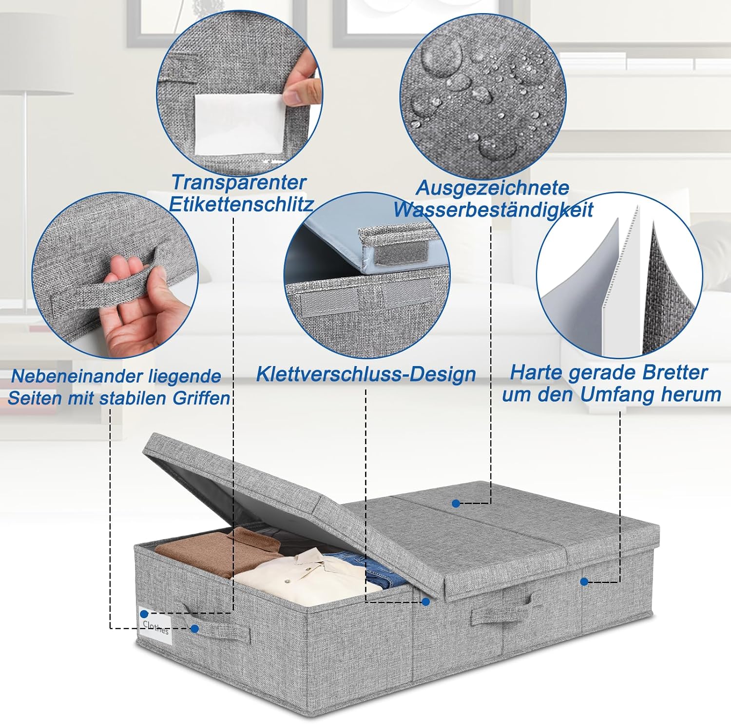 Detalle 1 de JUPELI Unterbett-Box 15 cm hoch, 2er-Set