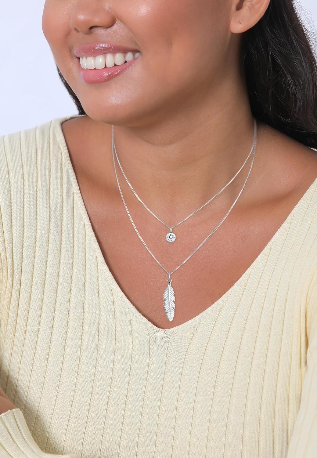 Thumbnail 5 de Elli Collares Pluma Boho con Cristal en Plata 925