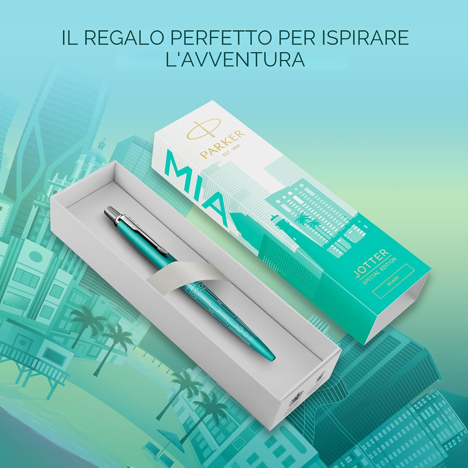 Thumbnail 6 de Parker Jotter Edizione speciale Miami Turquoise — punta media, inchiostro blu 🖊