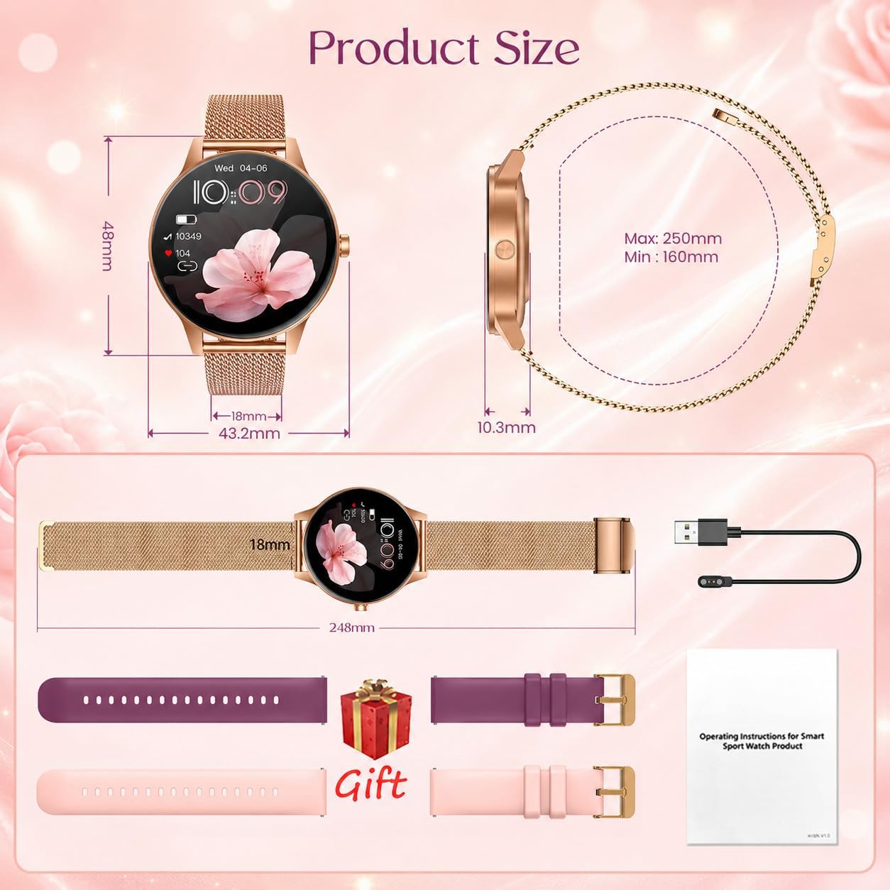 Thumbnail 6 de Smart Watch Fitness Tracker Women: 1.27'' HD Screen, Calling, Health Monitoring and 114 Sport Modes