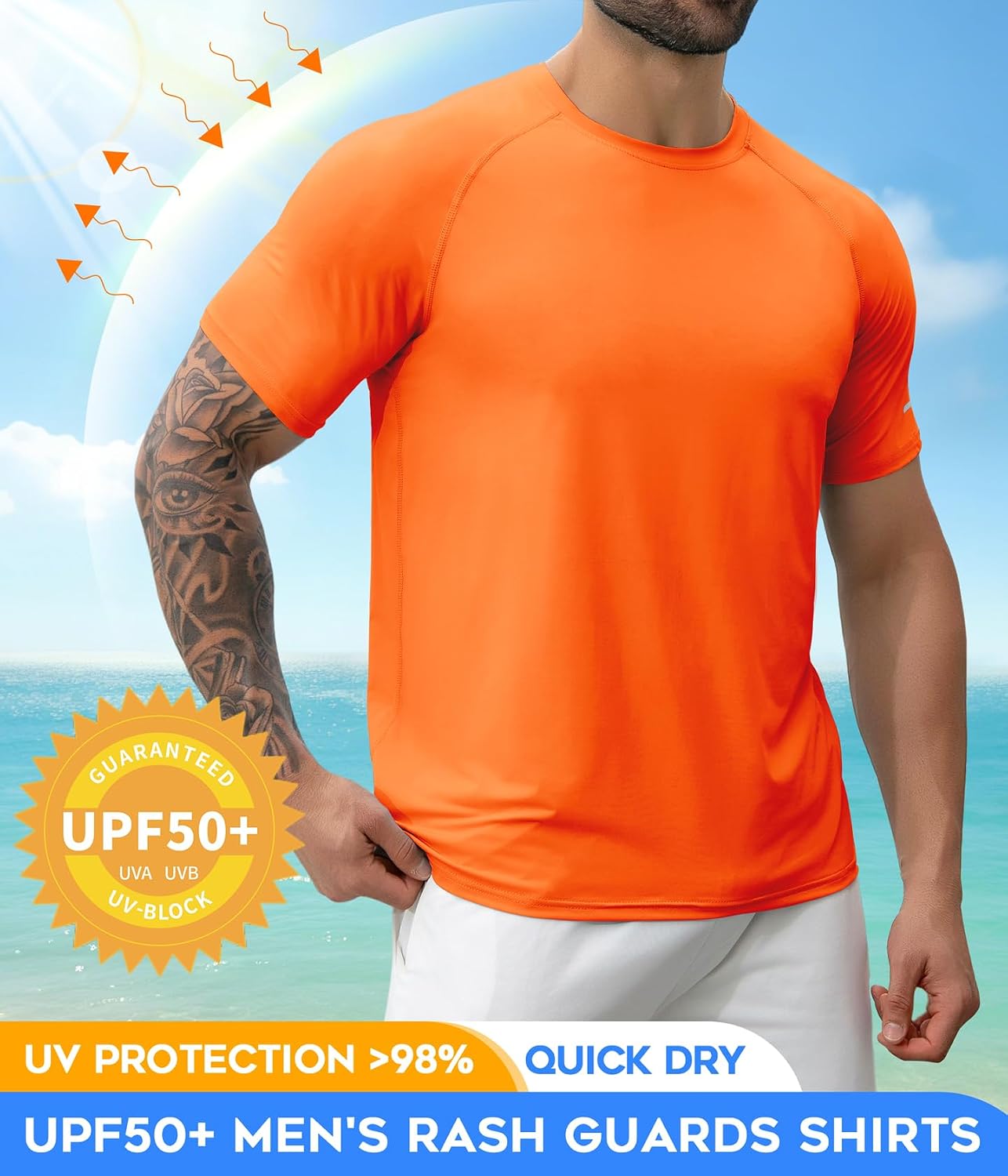 Thumbnail 1 de Boyzn 1 or 3 Pack Men’s Rash Vest with UPF 50+ Sun Protection