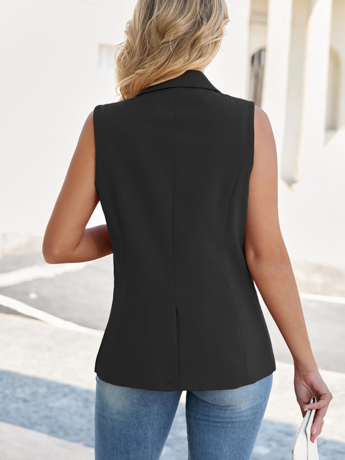 Detalle 2 de Mina self 2026 Summer Women’s Sleeveless Vest Top Blazer Vest with Pockets (Lightweight, Fully Lined)