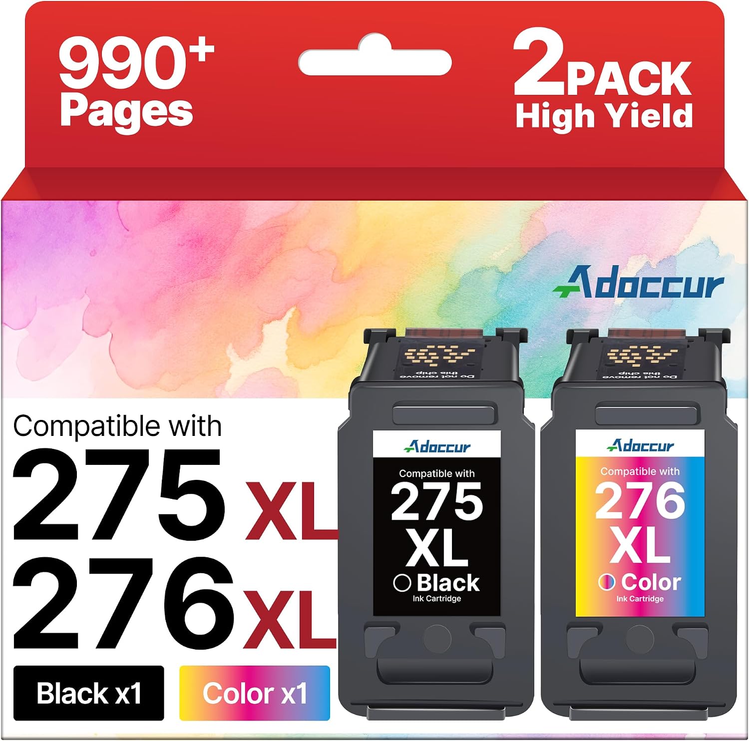 Detalle de Adoccur 275XL and 276XL Ink Cartridge Combo, High-Yield Black and Tri-Color