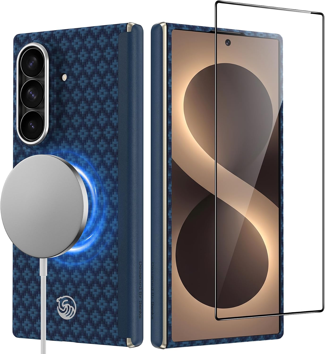 Detalle de BENKS ArmorGrid Air Grand Combo Case for Galaxy Z Fold 8 Ultra, Kevlar, Hinge & Glass Protection