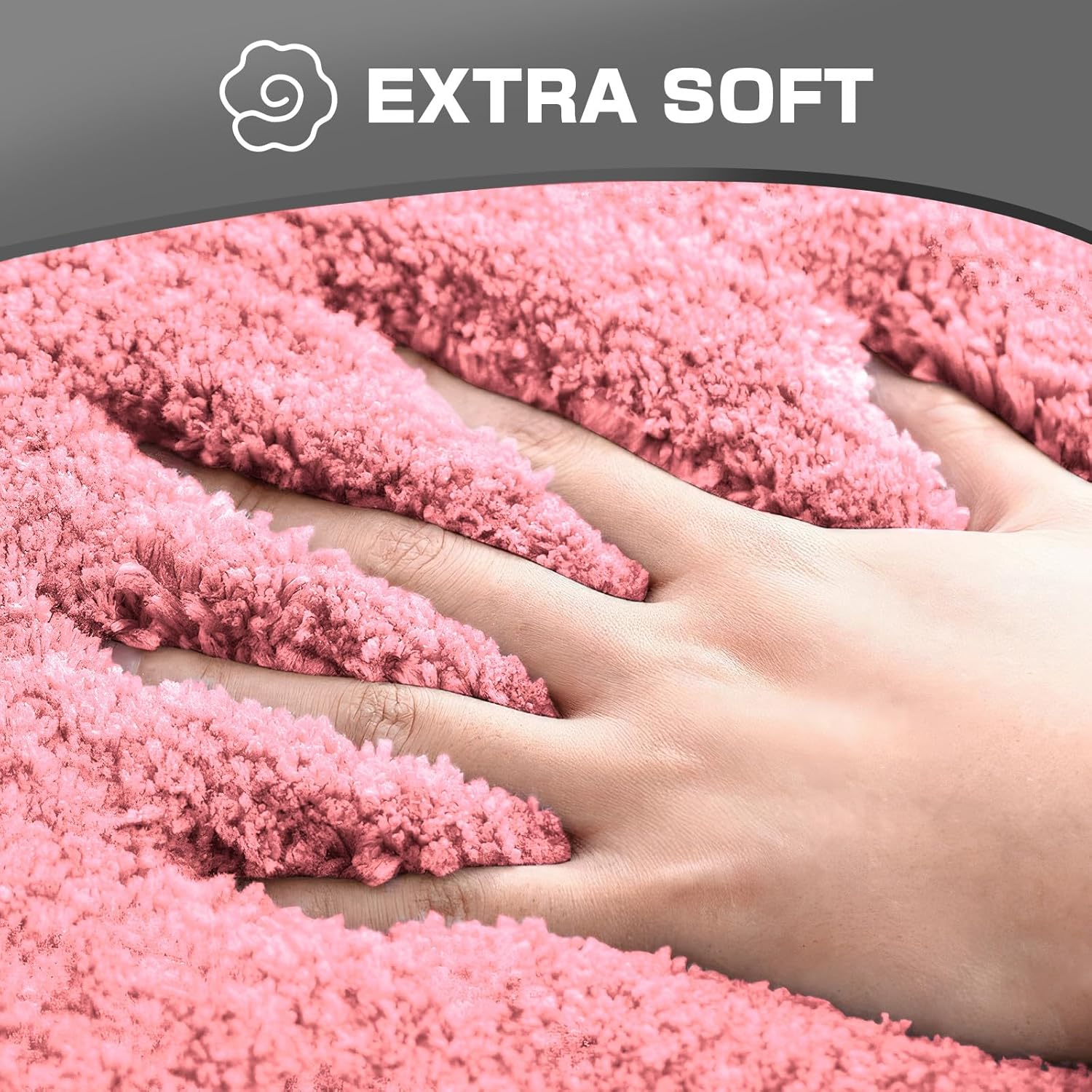 Thumbnail 2 de wyewye Microfibre Bath Mats: 2cm Thick, Ultra-Absorbent, 50x80cm and 50x50cm U-Shape in Pink