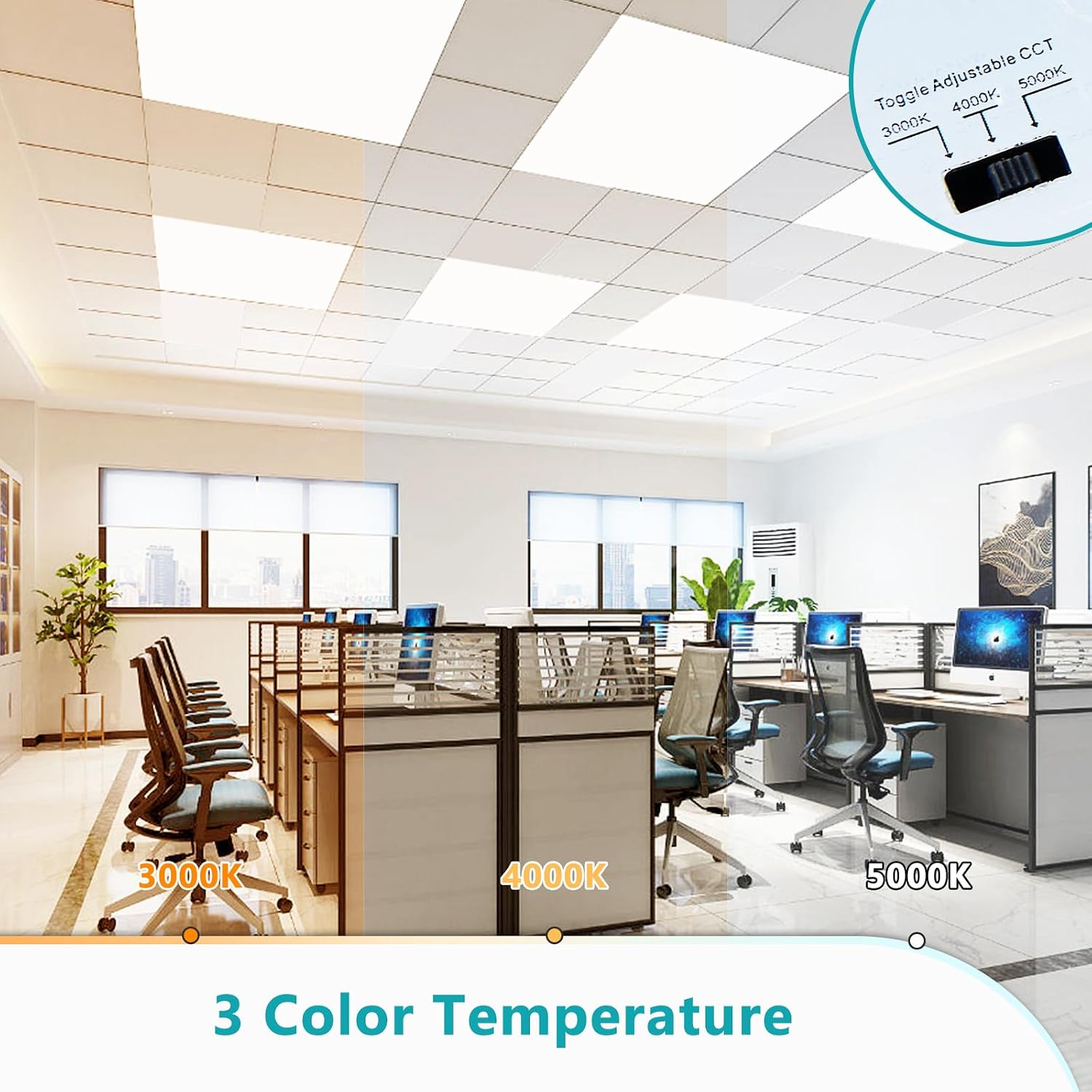 Thumbnail 2 de VocgoUU 2x2 LED Flat Panel Light, 4-Pack, Selectable Wattage and Colour