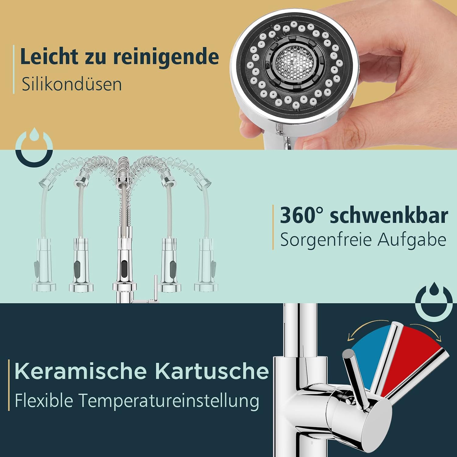Thumbnail 6 de FORIOUS Wasserhahn Küche mit 360° Schwenk