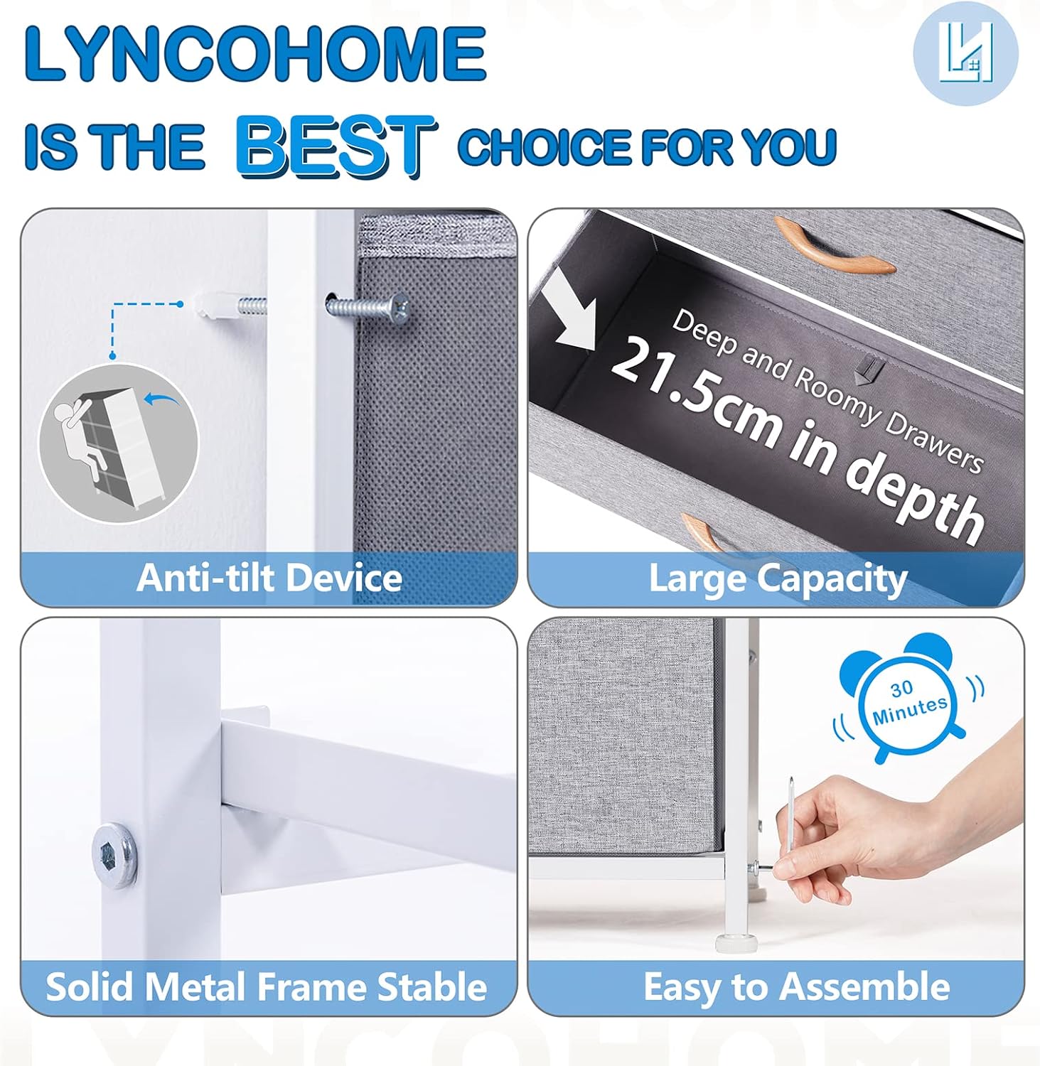Thumbnail 4 de LYNCOHOME 9-Drawer Fabric Chest of Drawers