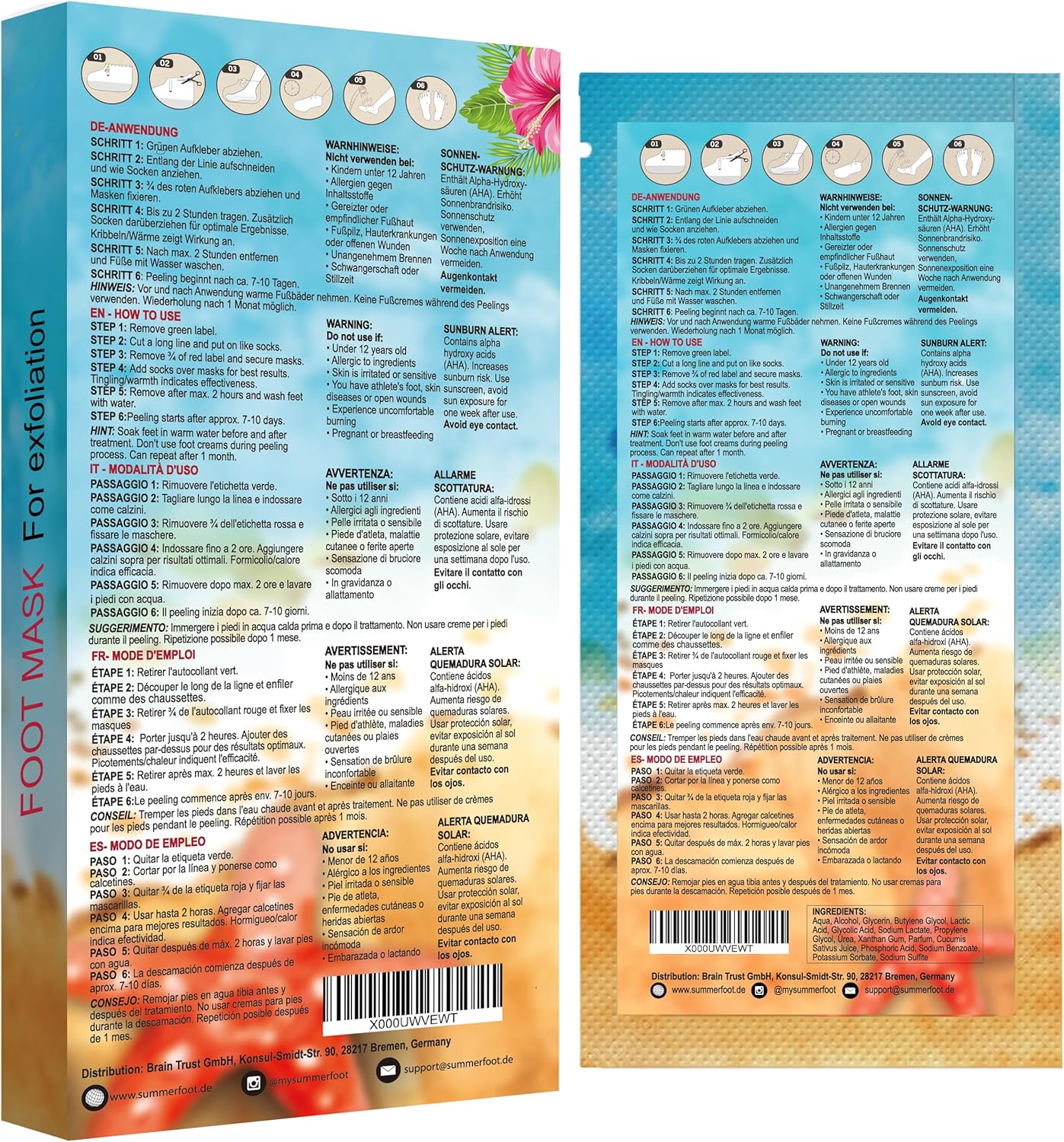 Detalle de Summer Foot masque premium pour les pieds – élimine callosités et laisse les pieds doux