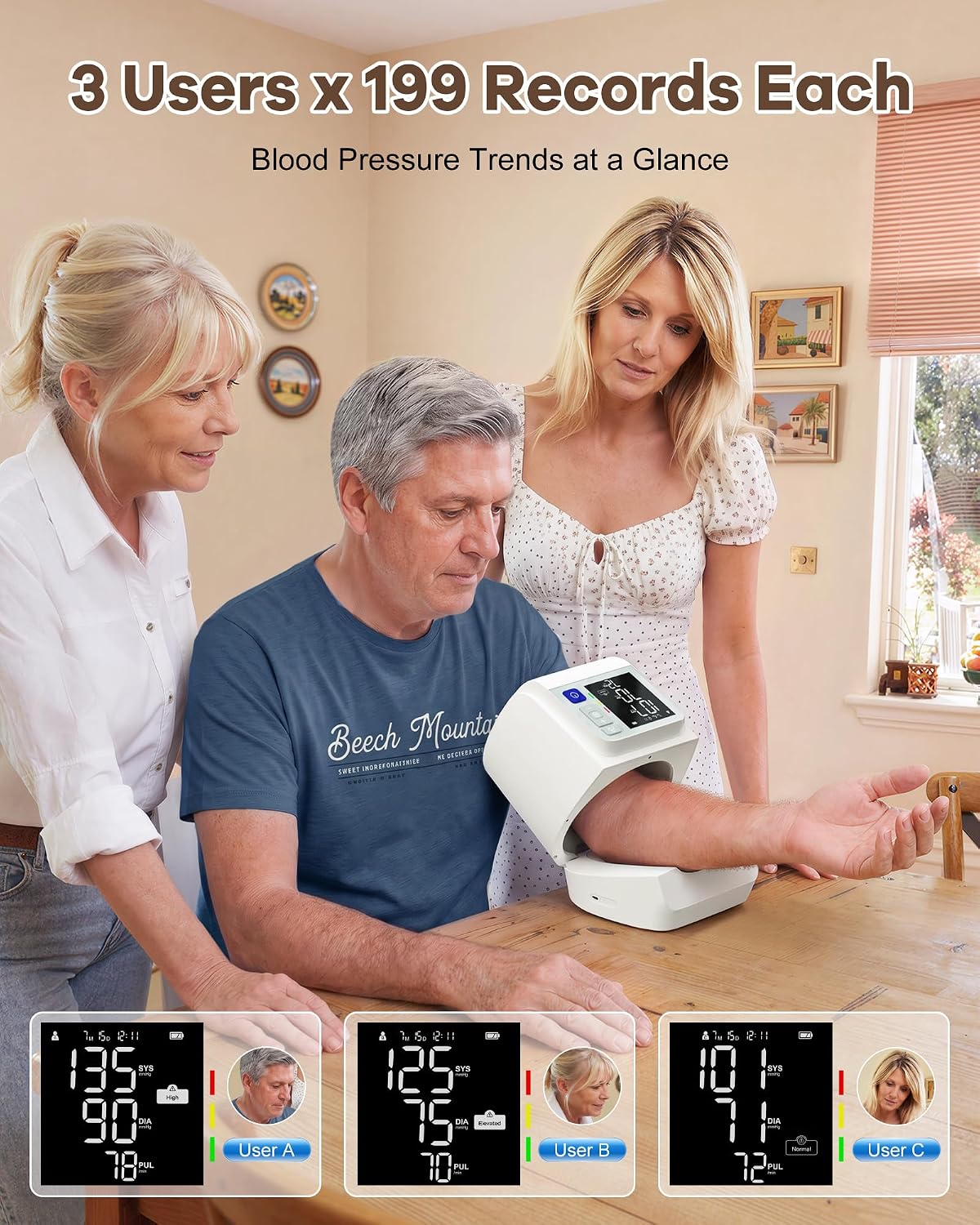 Detalle de Lentorgi Upper Arm Blood Pressure Monitor, 199-Reading Memory