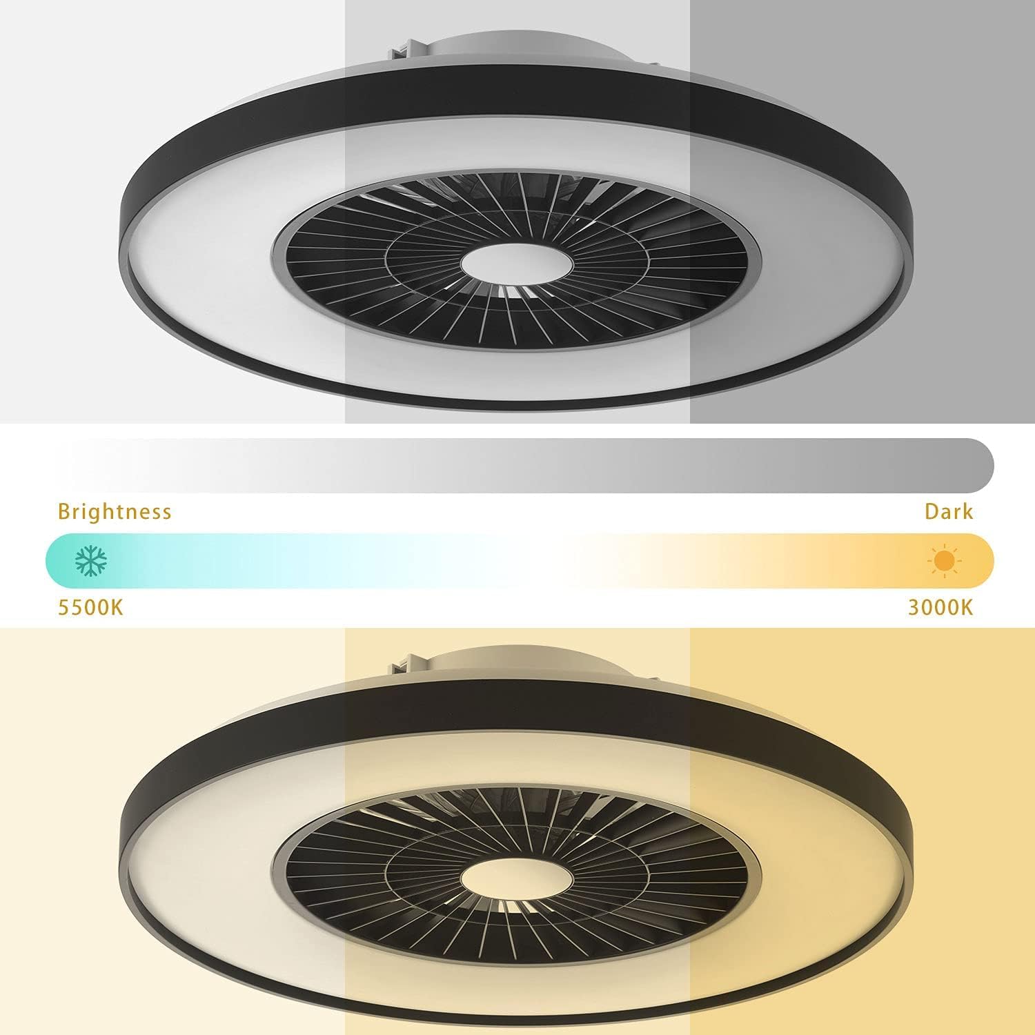 Detalle de BKZO Smart LED Ceiling Light with Fan: Modern, Quiet, and Voice‑Controlled