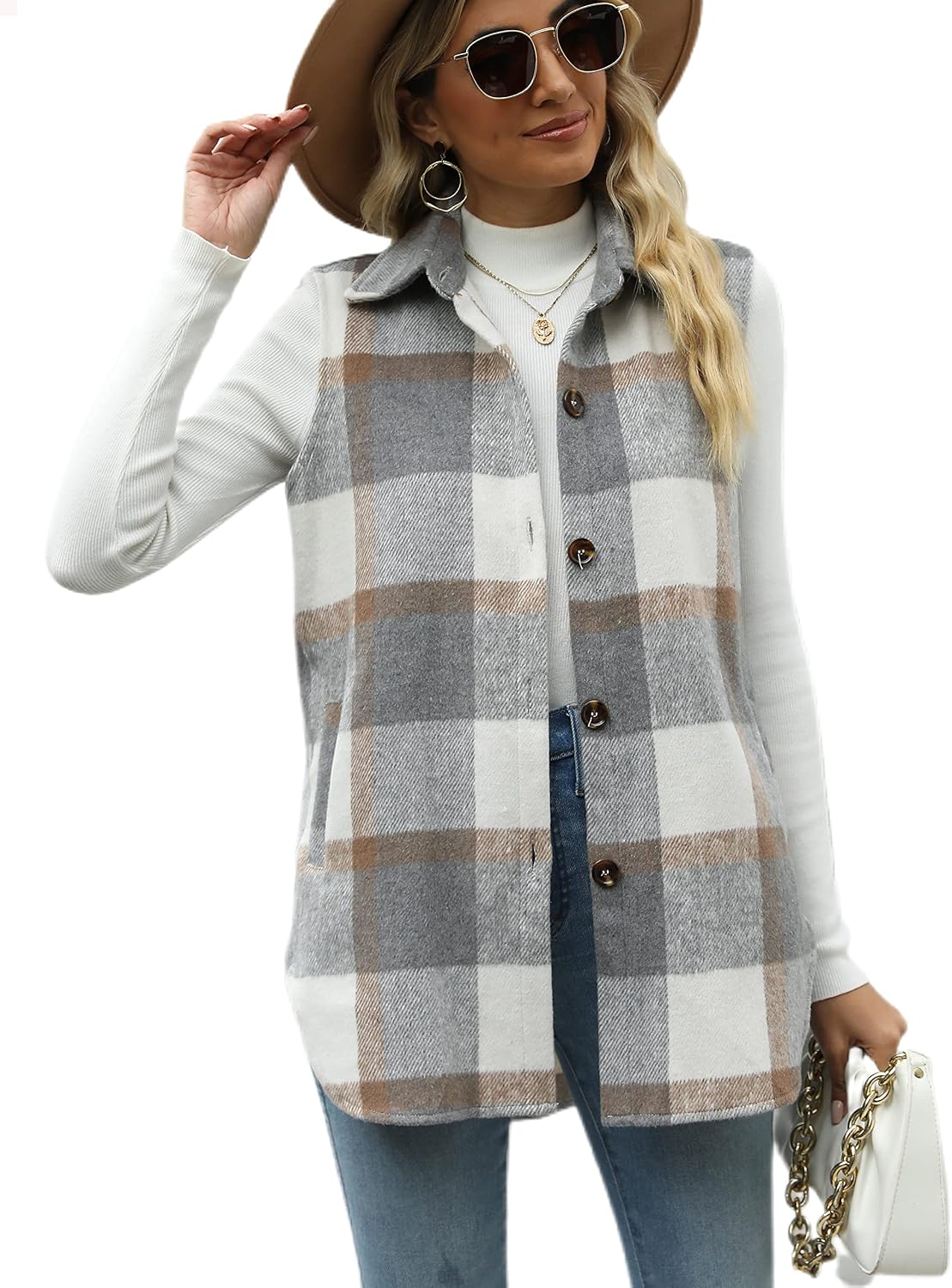 Detalle de Tanming Plaid Vest in Brushed Flannel