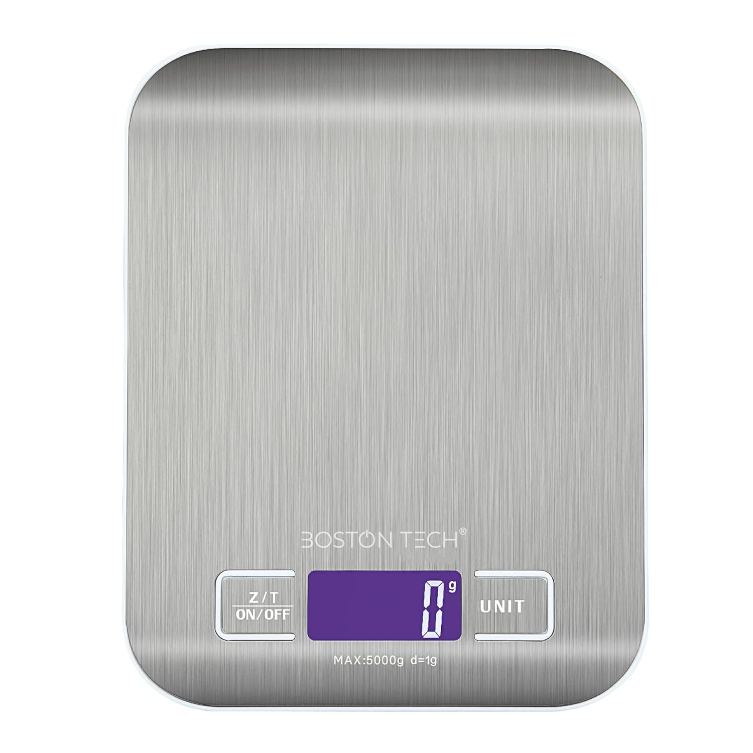 Detalle de Boston Tech HK105 digital köksvåg i rostfritt stål, 5 kg, LCD och tara