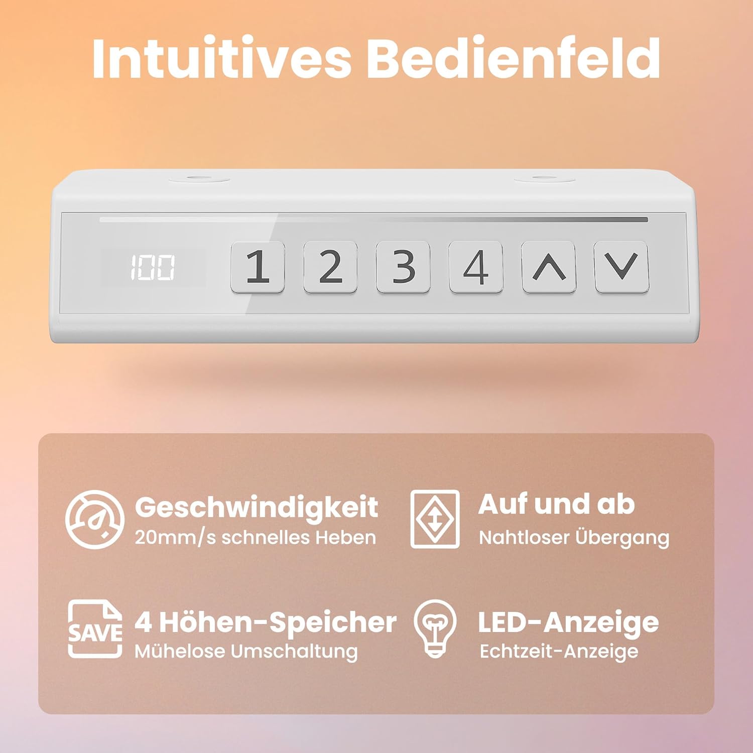 Thumbnail 4 de HUANUO höhenverstellbarer Schreibtisch 80 x 48 cm – elektrisch, 4 Speicherhöhen