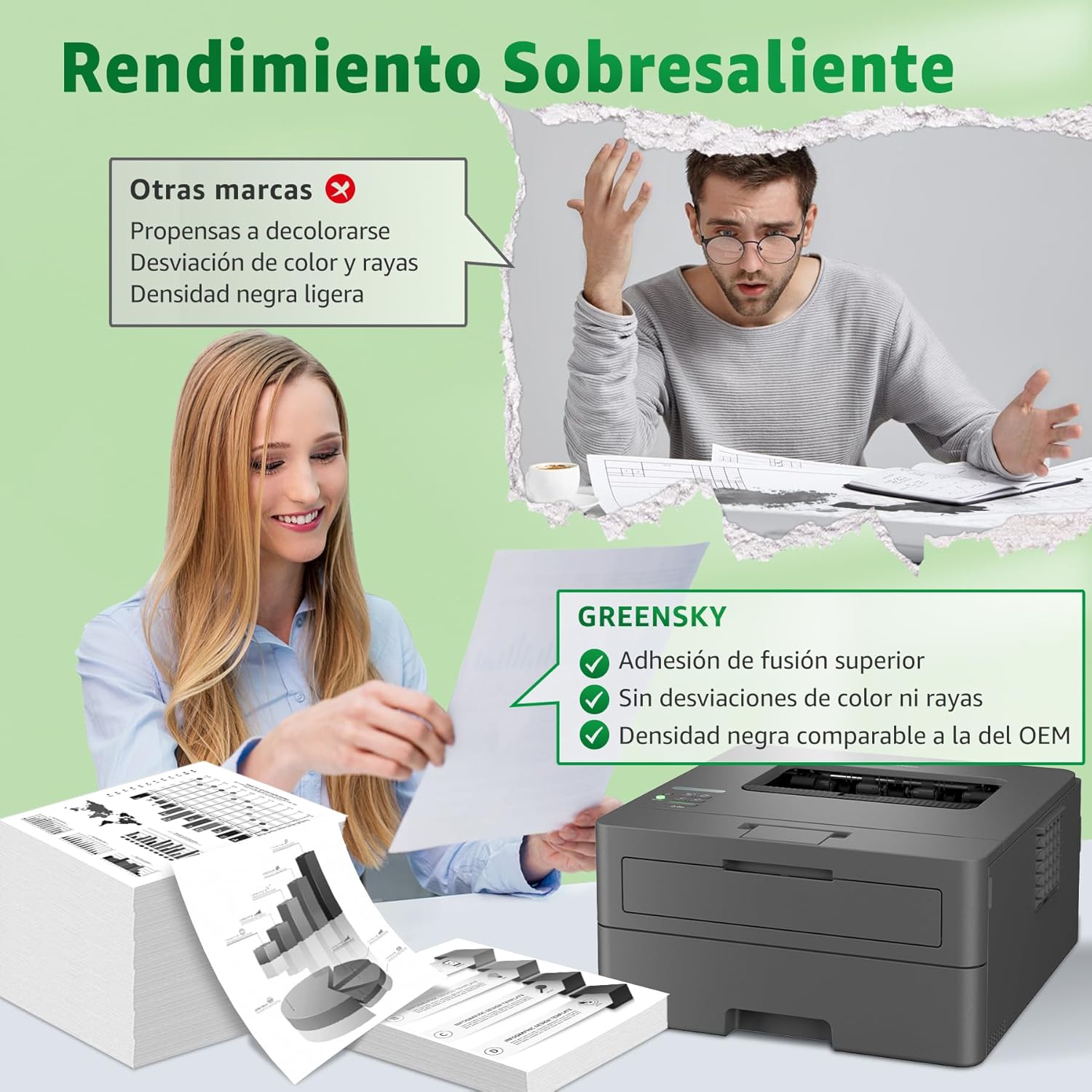 Thumbnail 3 de GREENSKY Tóner Compatible TN2510XL para Brother 🖨