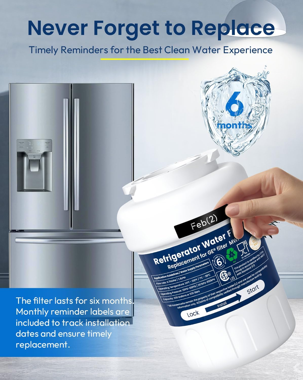 Thumbnail 3 de Molifal RFW04 Replacement Water Filter for GE MWF, 3-Pack