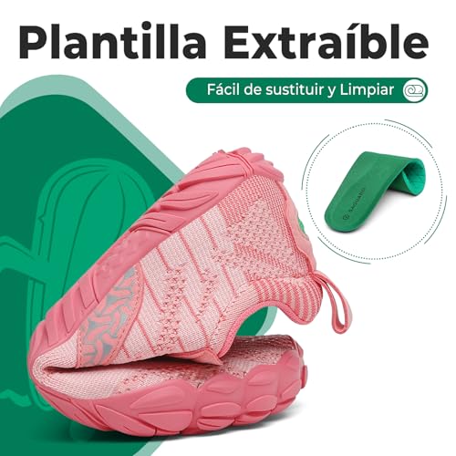 Detalle de SAGUARO Barefoot Zapatillas Minimalistas para Trail – Rosa Claro, Gr.38 (Free Ⅰ)