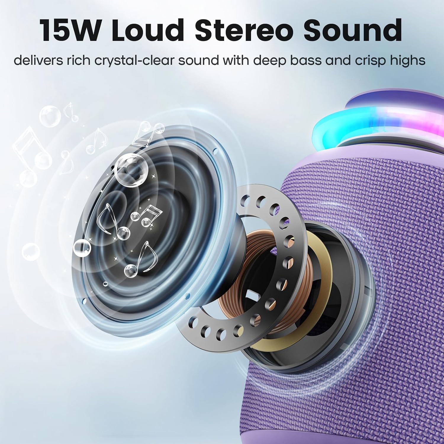 Detalle 2 de Deeyaple A10 P1S Portable Bluetooth Speaker, 15W Stereo, IP67, Lights