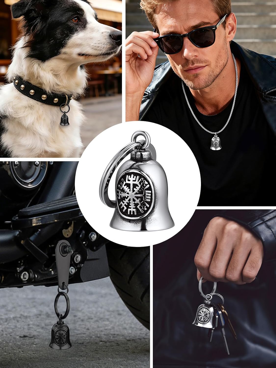 Thumbnail 2 de Bandmax Clochette Moto Porte Bonheur en Acier Inoxydable – Cloche Guardian Bell Ange/Viking/Celtique