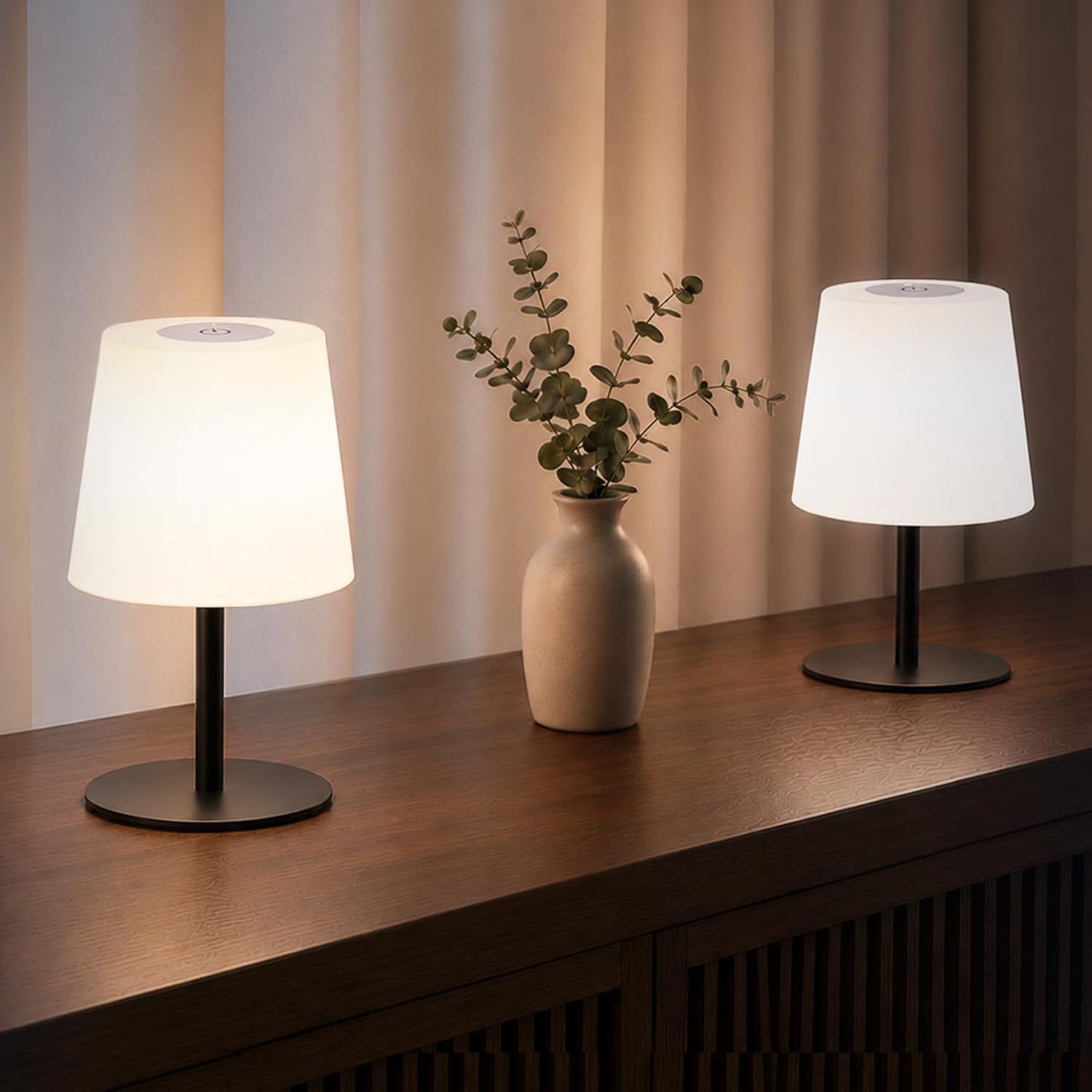 Detalle de EZVALO 2er-Set Kabellose Tischlampe LED – IP65, 4500mAh USB-C, Touch-Dimmbar, 3 Farbtemperaturen