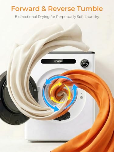 Detalle de FOHERE 4KG Vented Tumble Dryer: Compact 1200W Front-Load, Smart Drying for Small Spaces