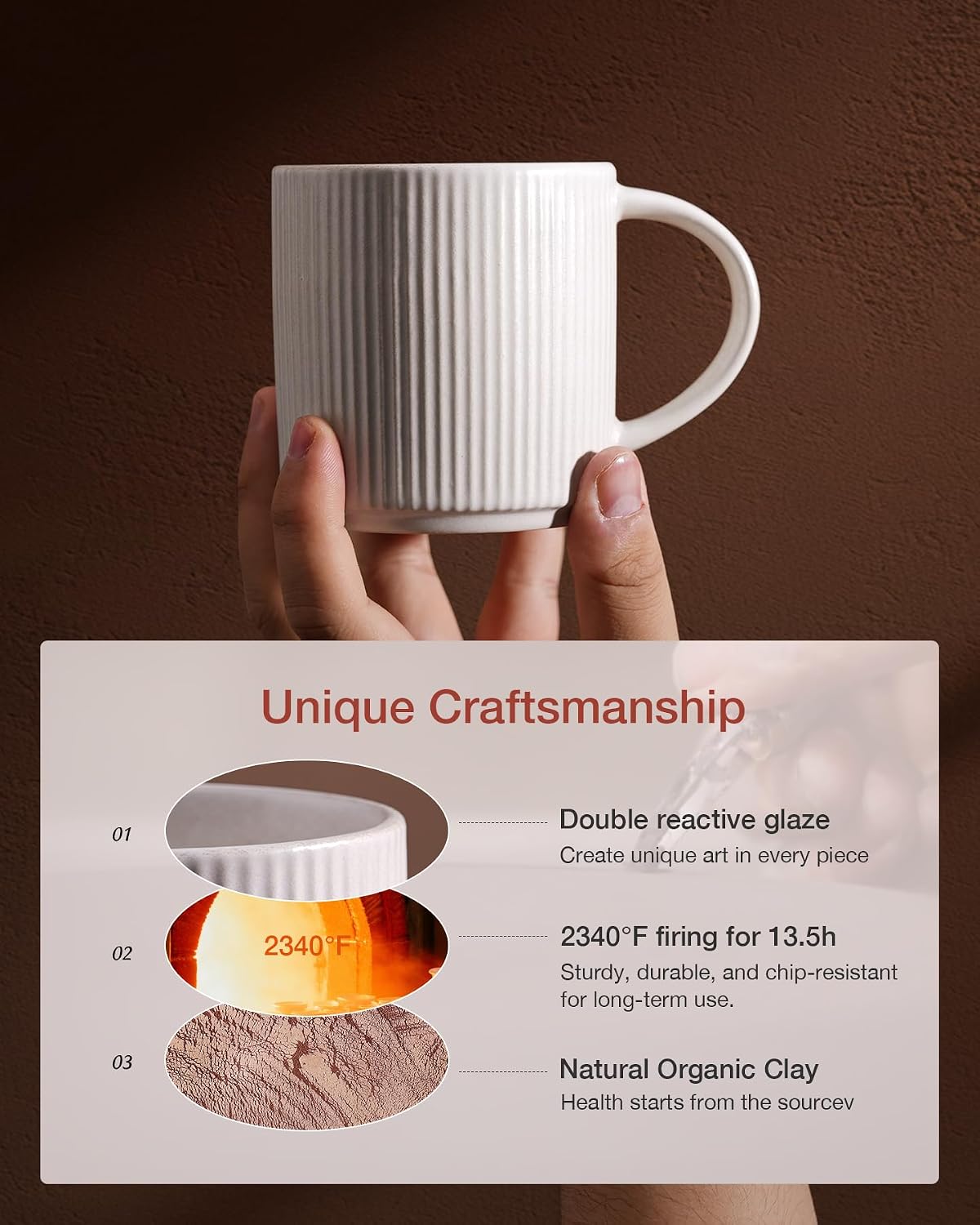 Thumbnail 2 de Famiware Coffee Mug Set for 6 - 12 oz Stoneware Mugs with Handle (Matte White)