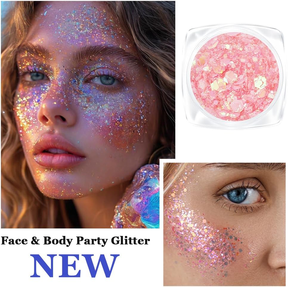 Thumbnail 1 de AOOWU Paillettes de corps/visage en gel fluorescent chunky – 6 couleurs, sans colle (#09)