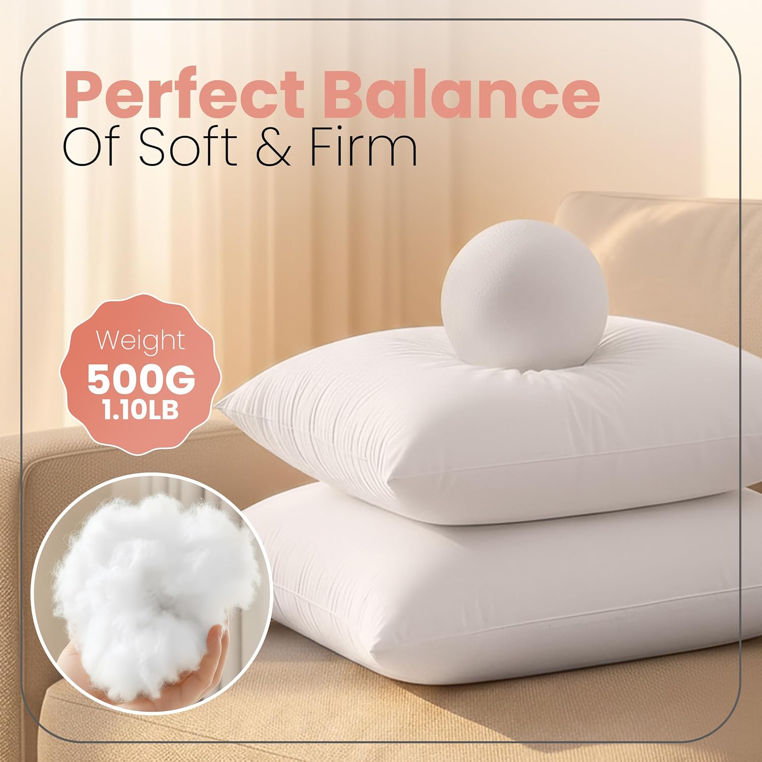 Detalle de Utopia Bedding 18x18 Pillow Inserts (Set of 2) — White