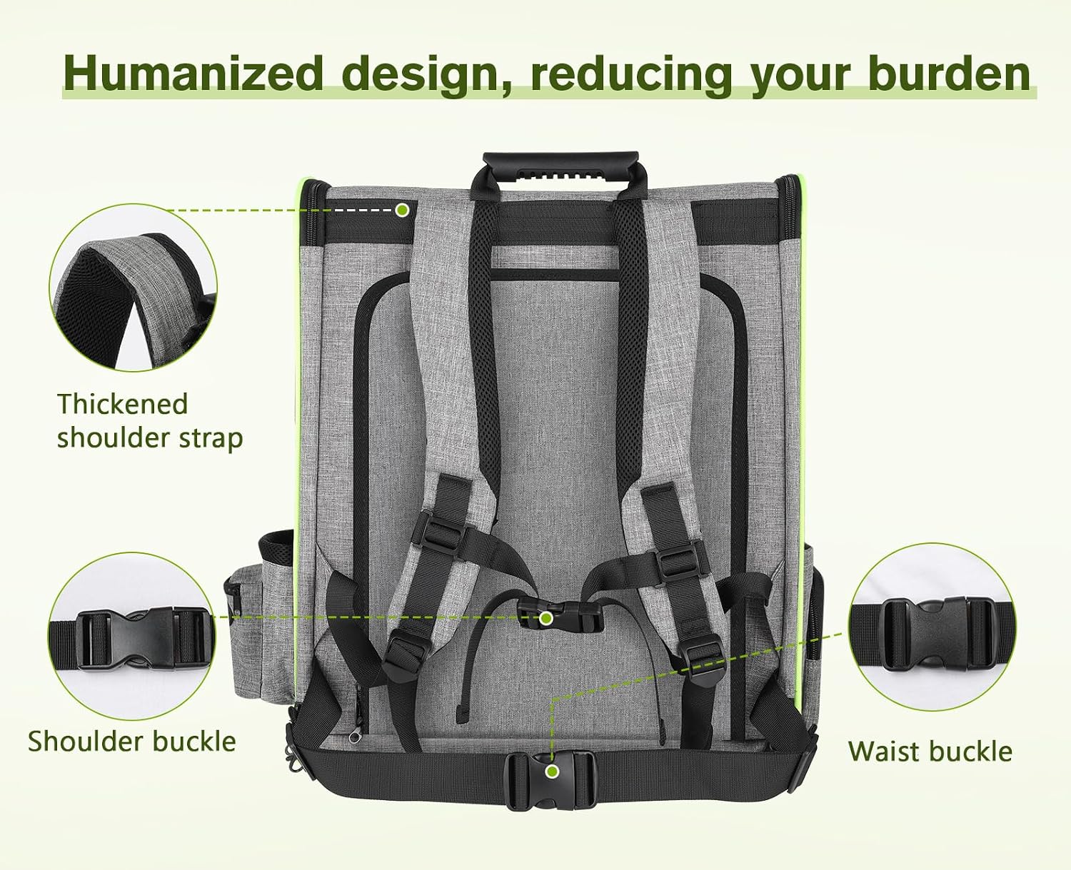 Detalle 2 de Pecute Cat Carrier Dog Backpack Expandable in Grey (L) – Portable breathable rucksack with top opening