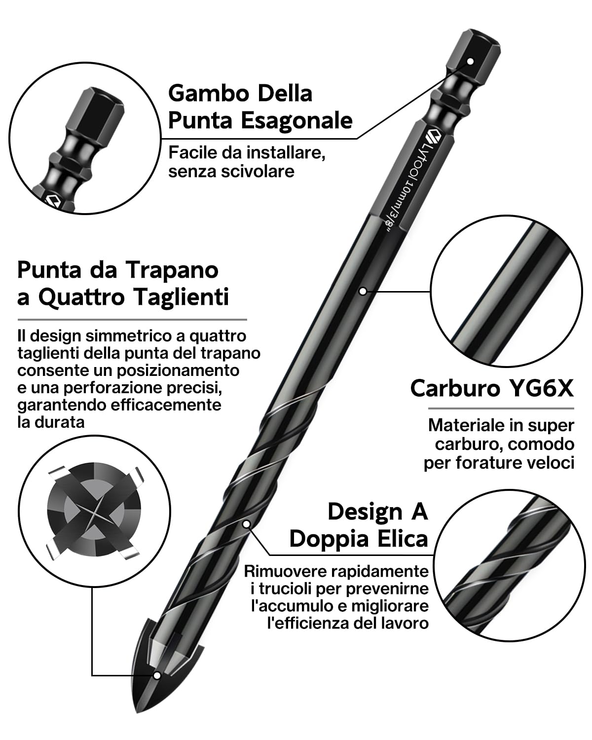 Thumbnail 2 de Lytool 10 Punte Trapano Gres Porcellanato 3-12 mm