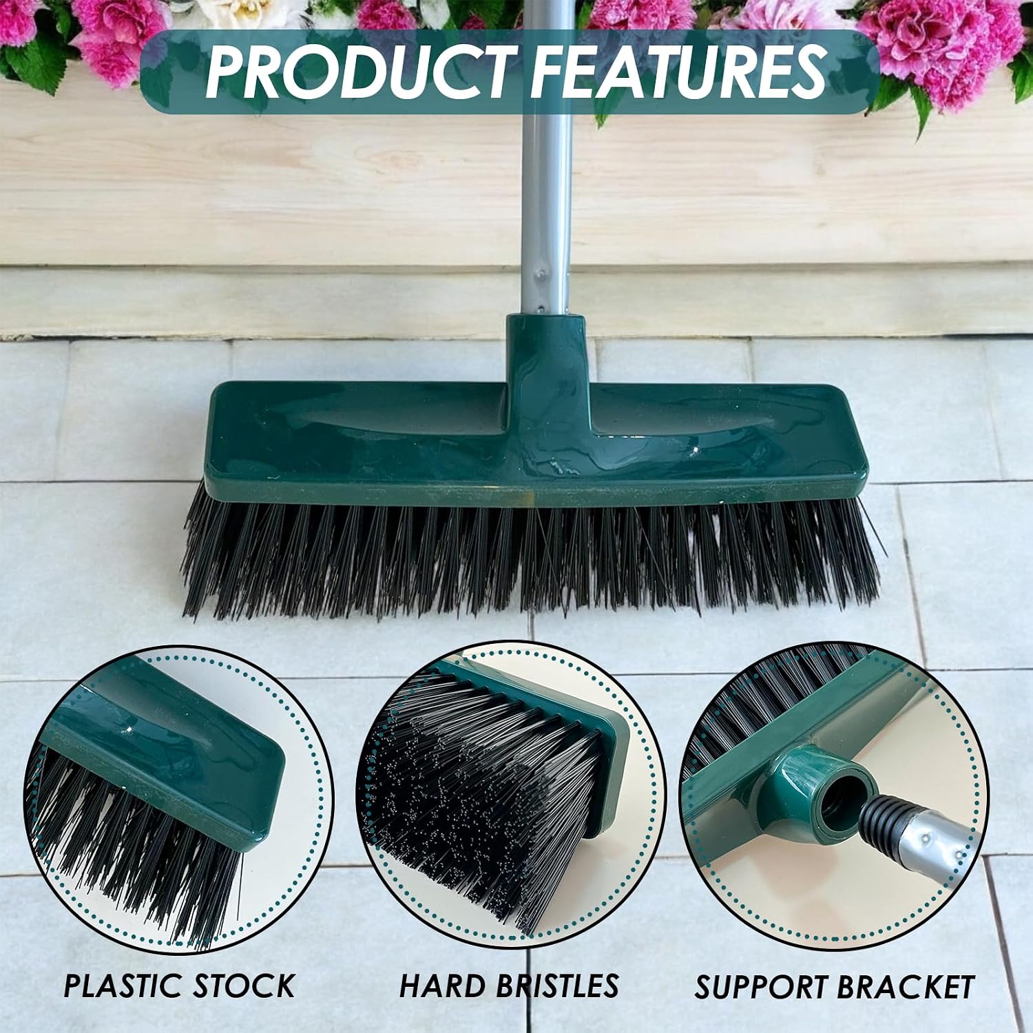 Detalle de EDS 12" Yard Broom Heavy Duty with 120 cm Handle 🧹