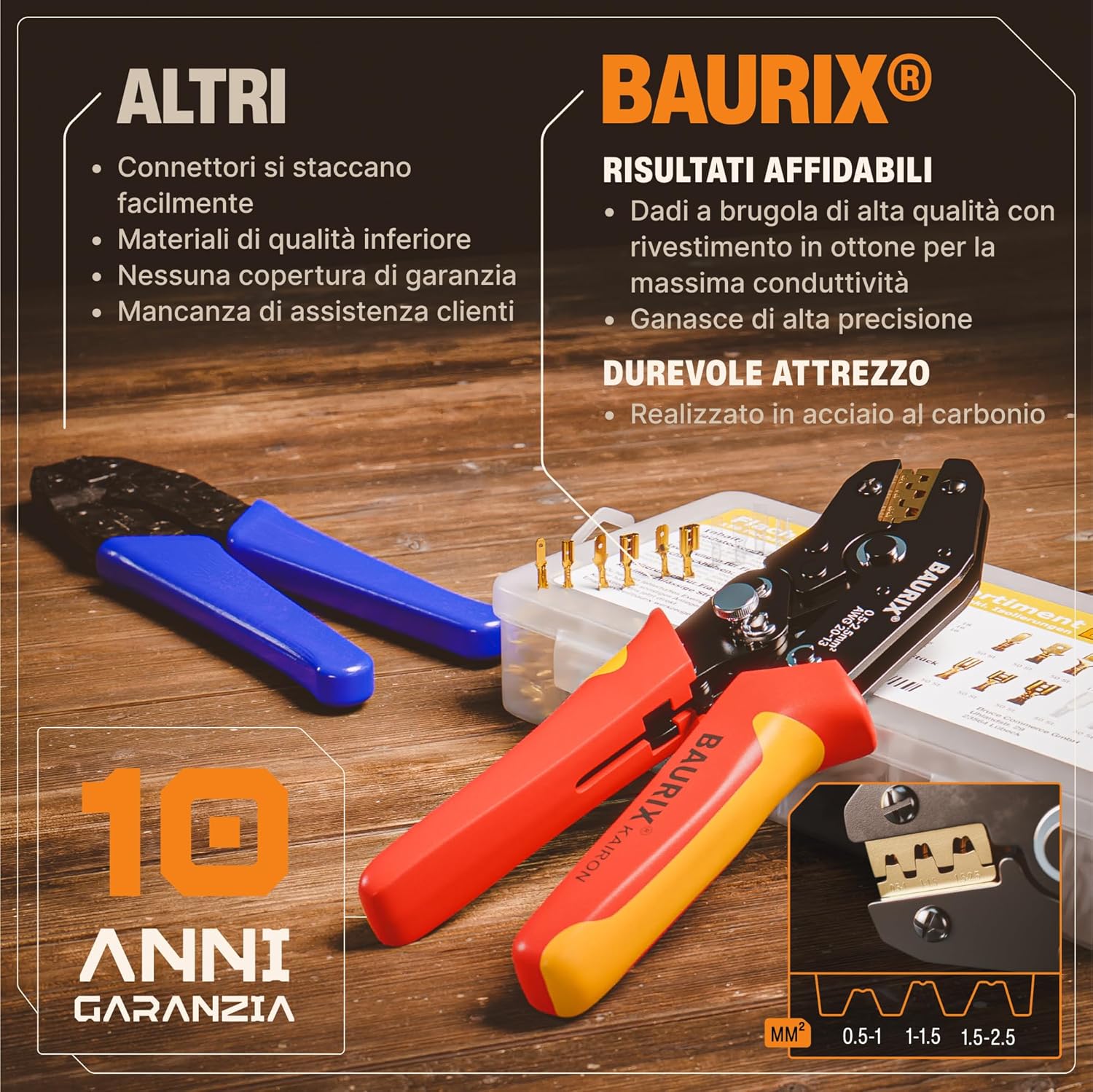 Thumbnail 4 de BAURIX Set Pinza Crimpatrice 300 pezzi ðŸ›