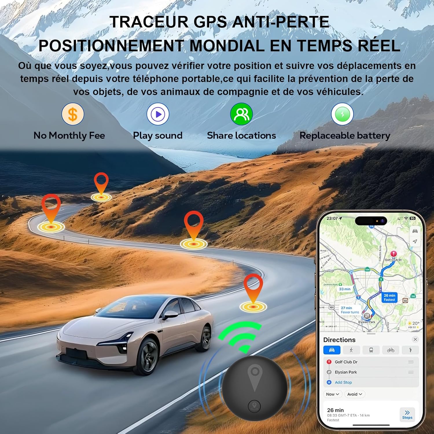 Thumbnail 6 de Traceur GPS Voiture Magnétique – Traceur sans abonnement, IP67, Bluetooth et localisation en temps réel