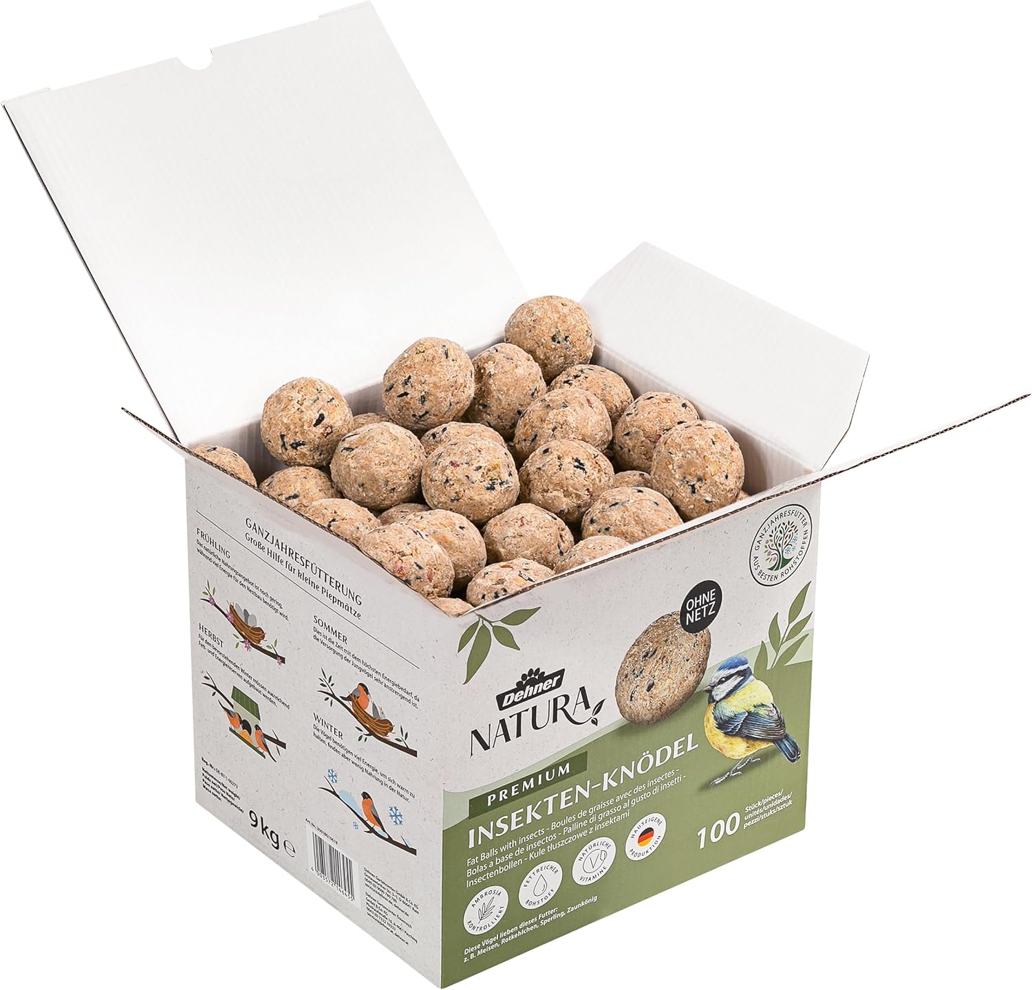 Detalle de Dehner Natura Premium Meisenknödel ohne Netz – Insektenknödel, proteinreich und ganzjährig sinnvoll