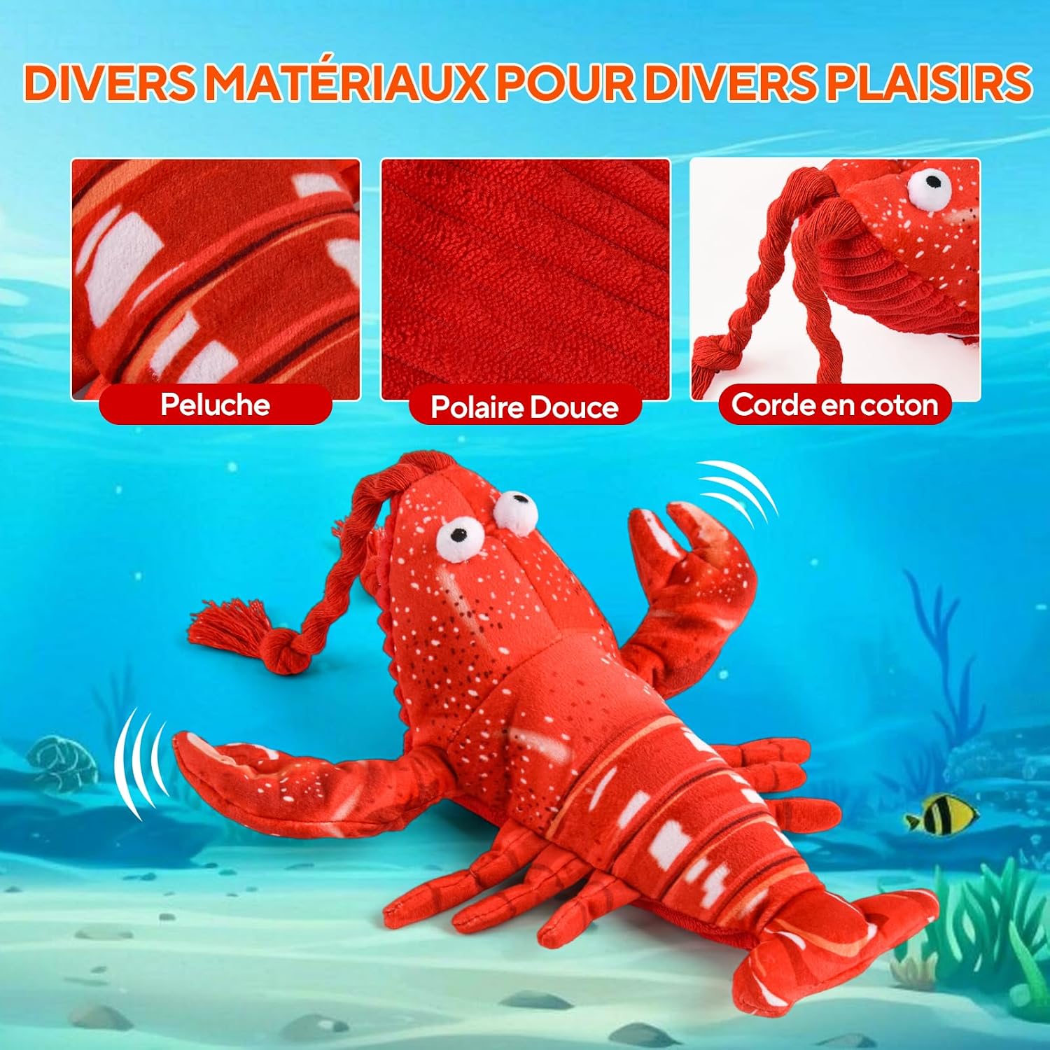 Detalle de LIFLIX Jouet interactif pour Chat - Homard battant des pattes, avec herbe à chat et recharge USB