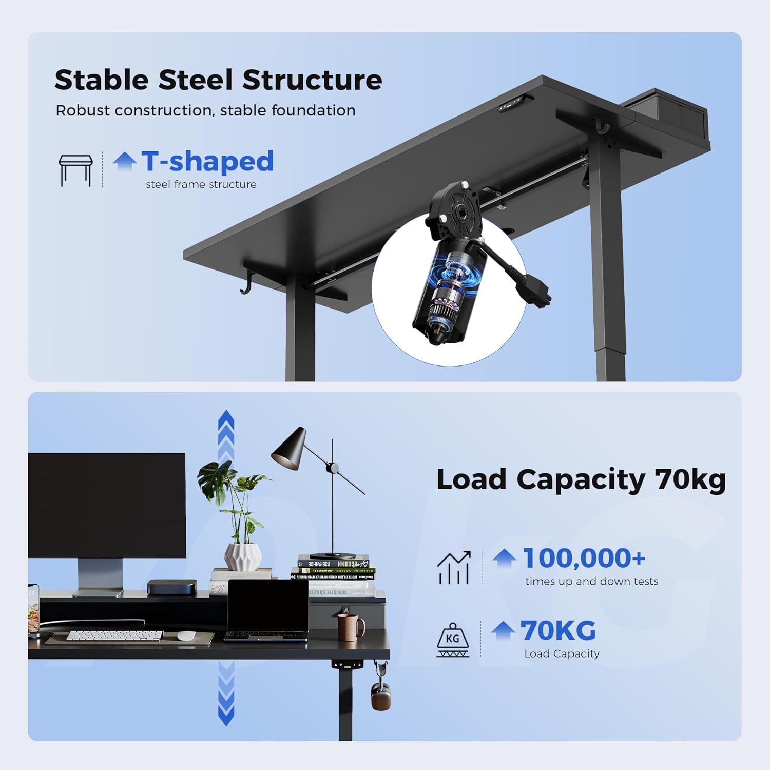 Thumbnail 3 de Agilestic Height Adjustable Desk with Two Drawers (140 x 60 cm) – Sit-Stand Electric Desk with Memory, Black