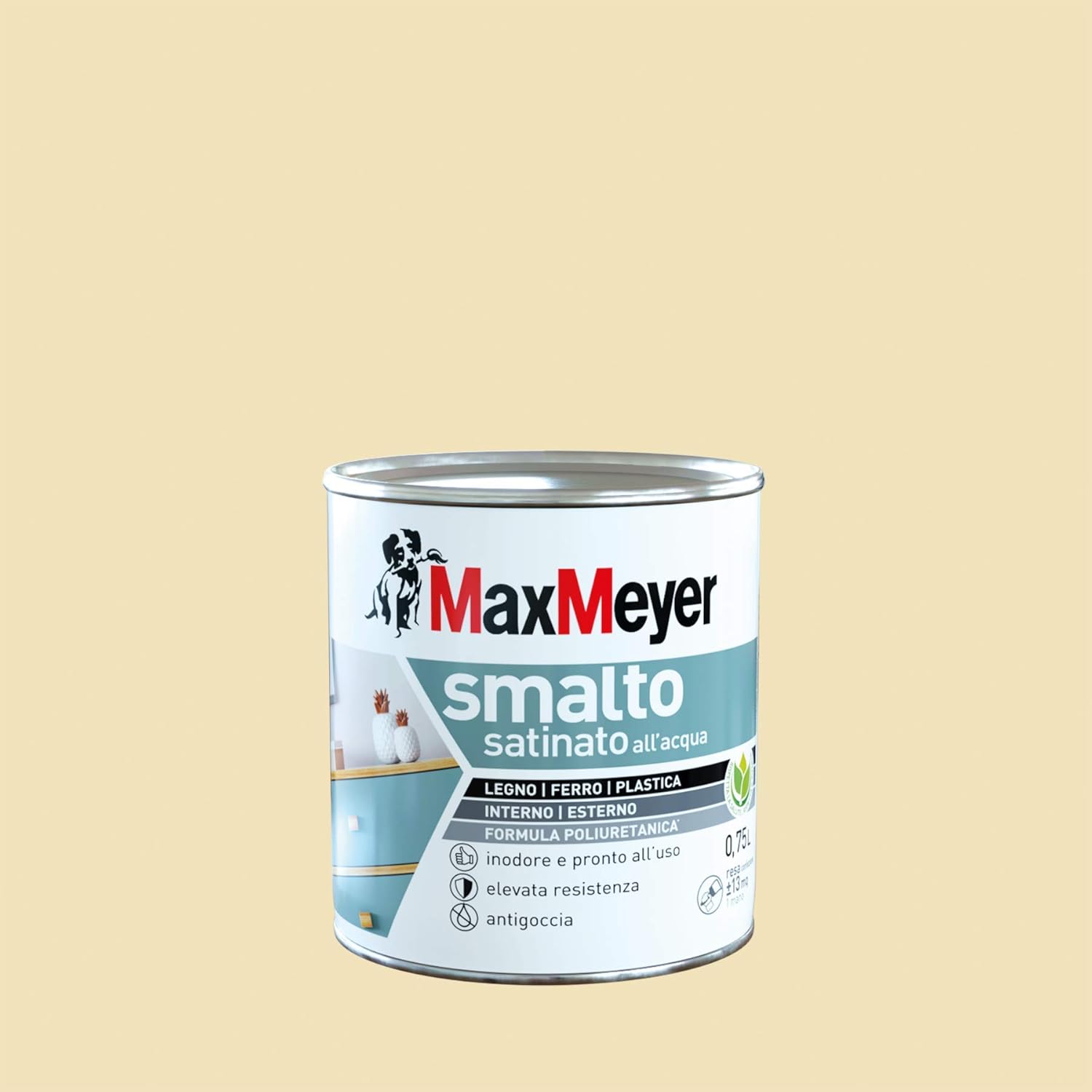 Detalle de Maxmeyer Smalto All'Acqua Poliuretanico Satinato Arancio Ace 0,75 L