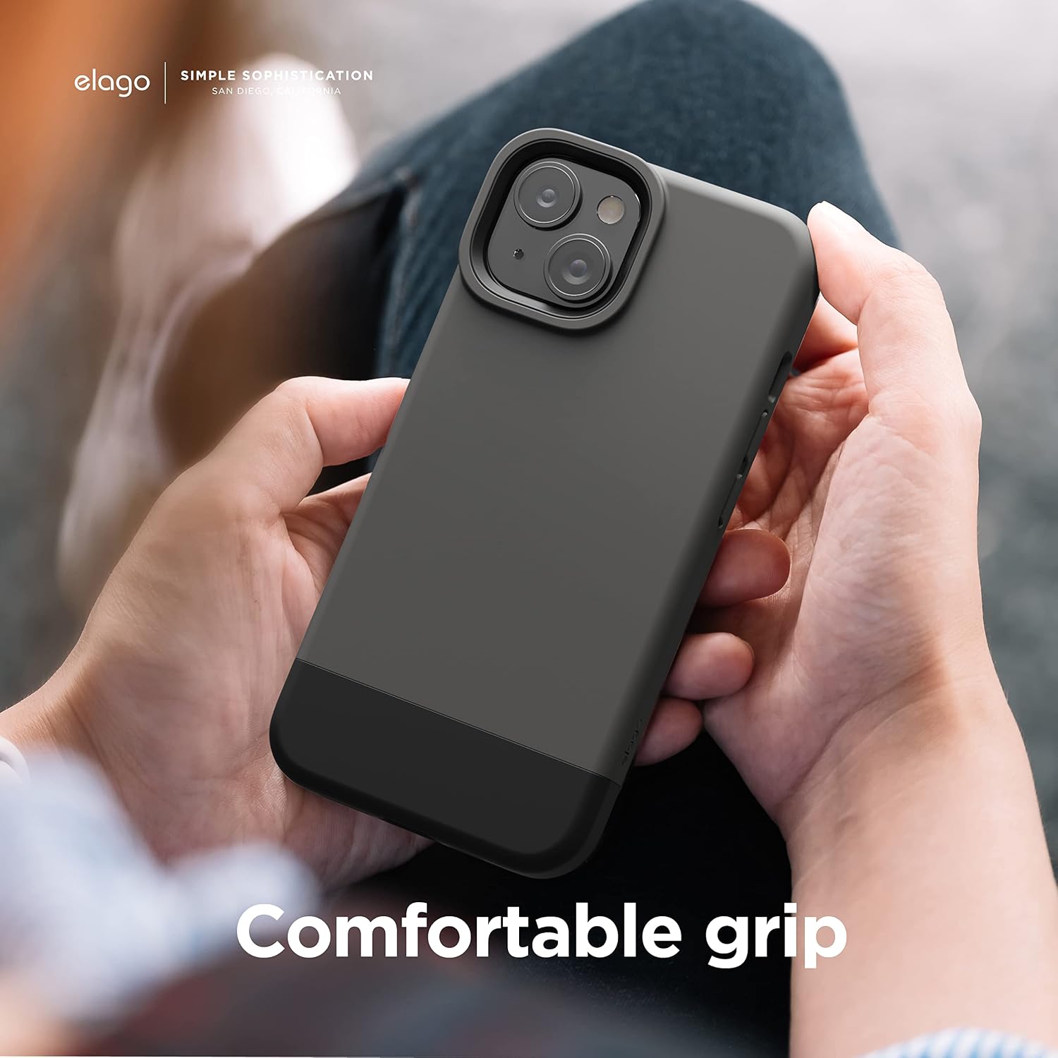Detalle 2 de elago Custodia Glide per iPhone 14 Max 6,7" – Cover protettiva in TPU antiurto con protezione fotocamera (grigio scuro/nero)