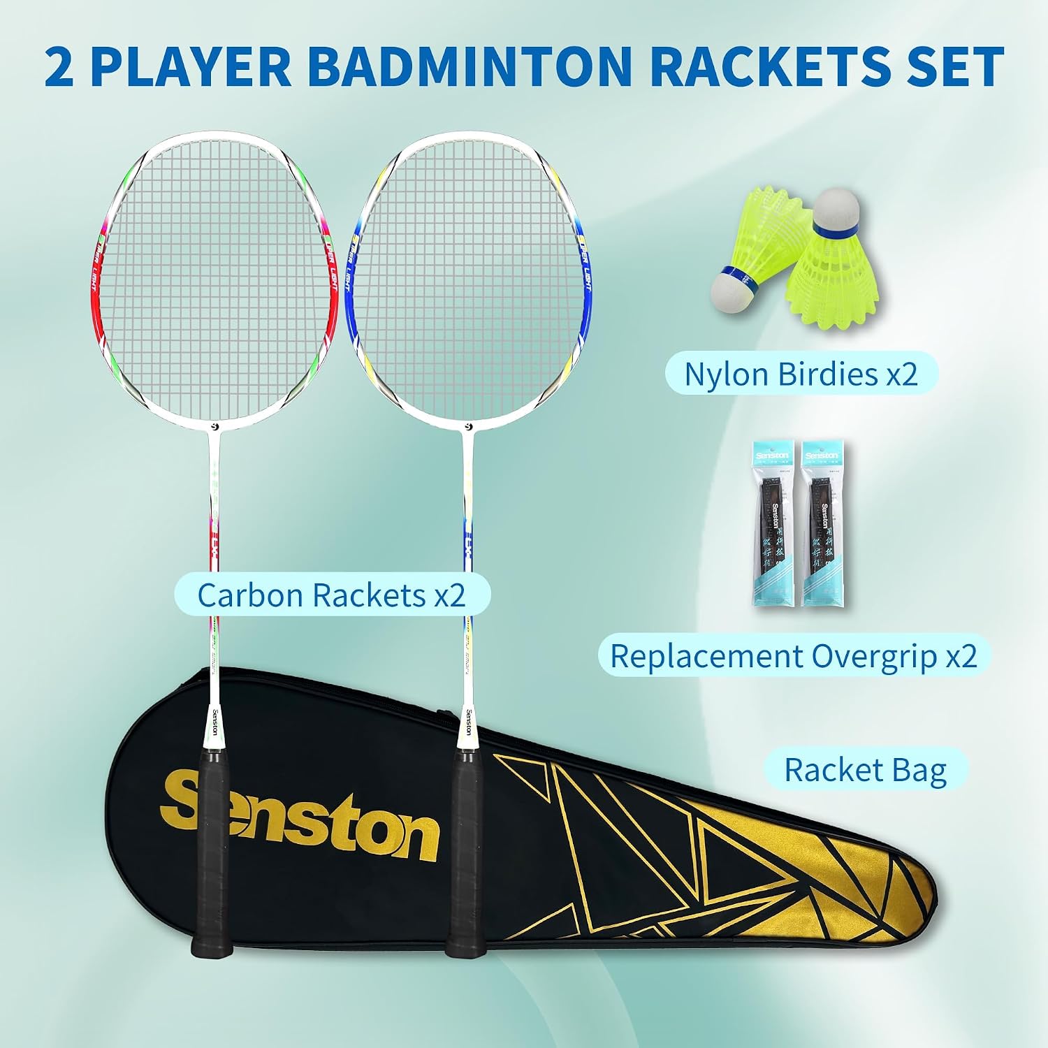 Thumbnail 1 de Senston Graphit Badminton-Set 2er Pack