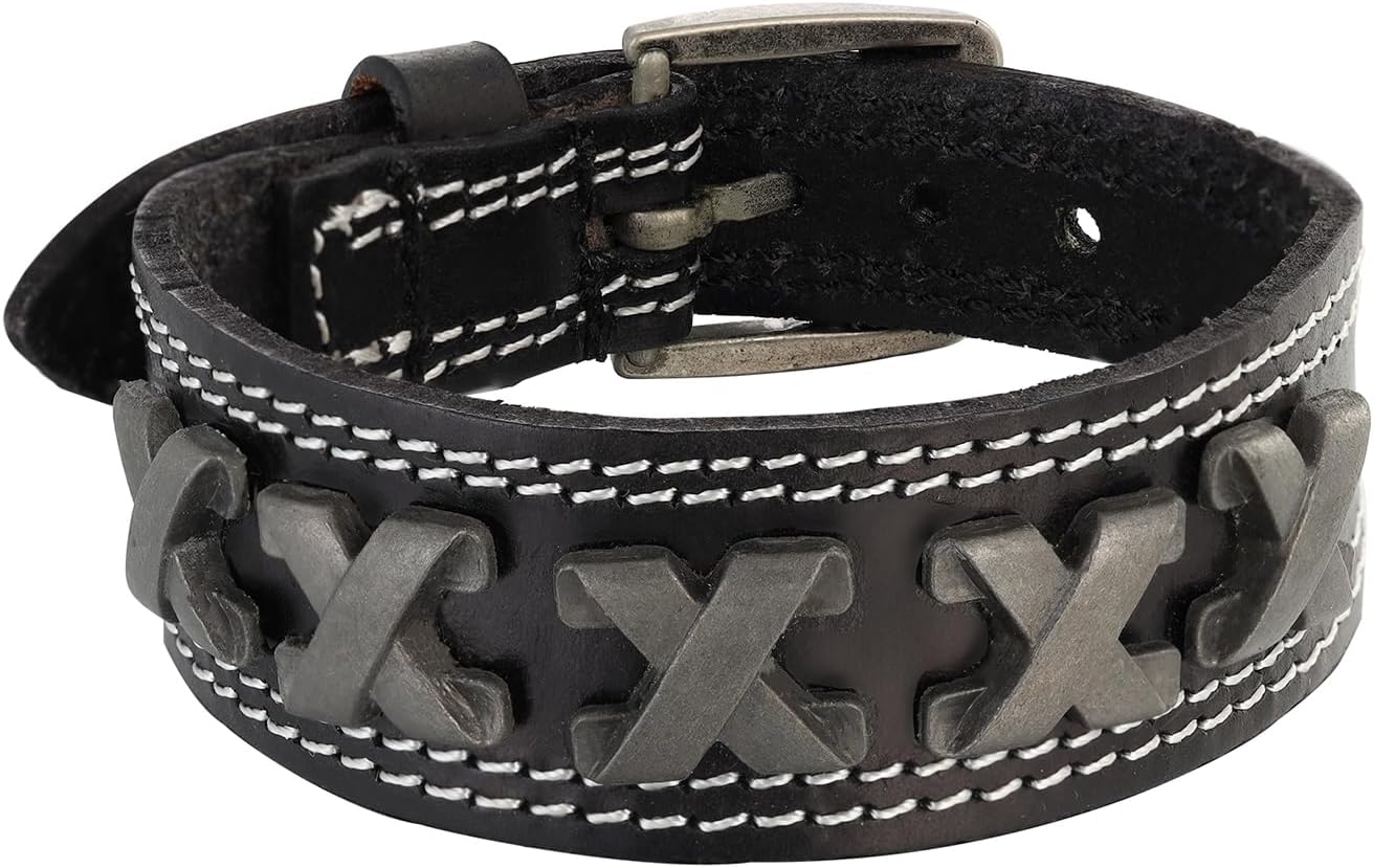Thumbnail 6 de MILAKOO Punk Lederarmband mit Nieten – breites PU-Lederarmband im Gothic/Rock-Stil, verstellbar