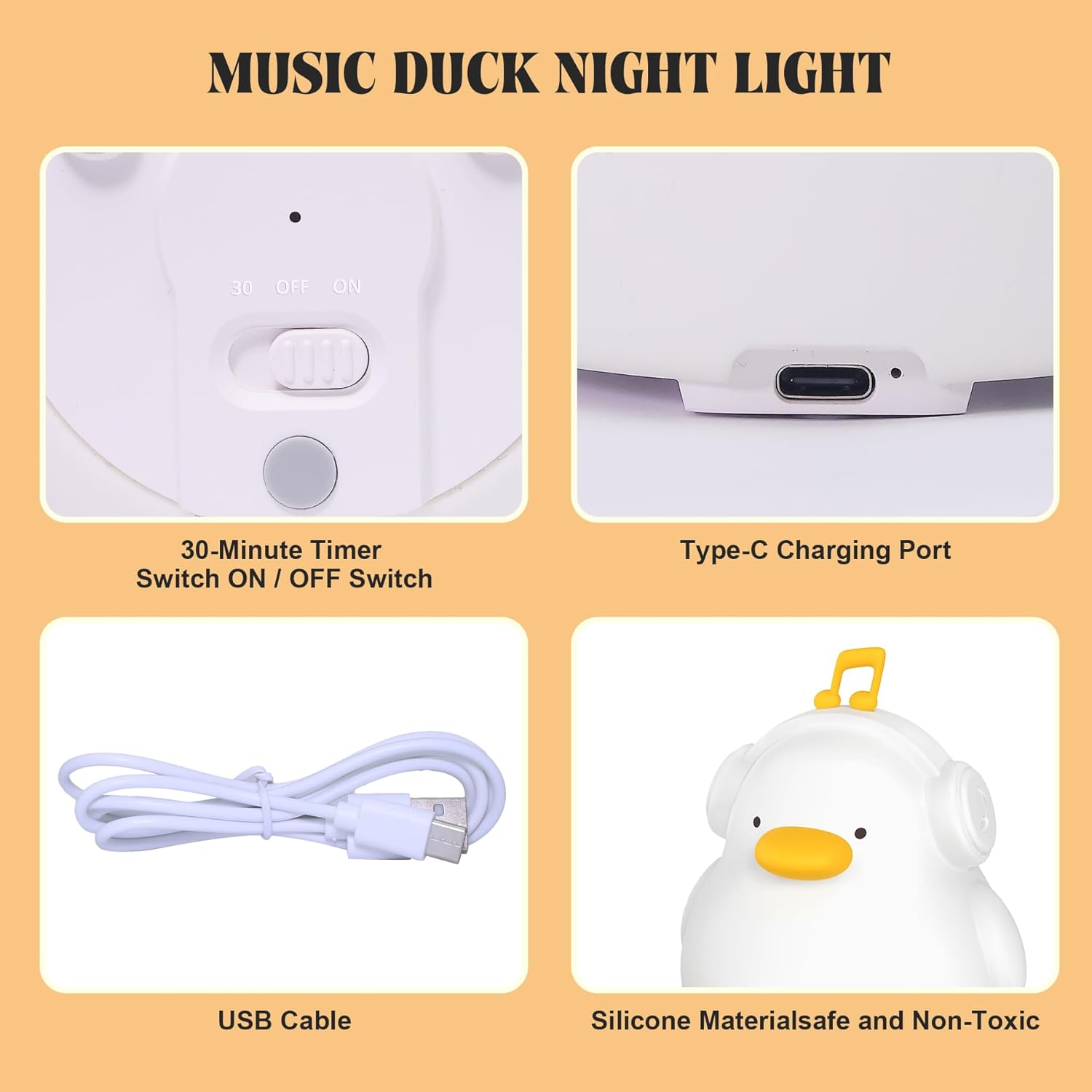 Thumbnail 6 de YuanDian Duck Nachtlicht (Silikon-Ente) – warmes Kinderschlaflicht zum Aufladen