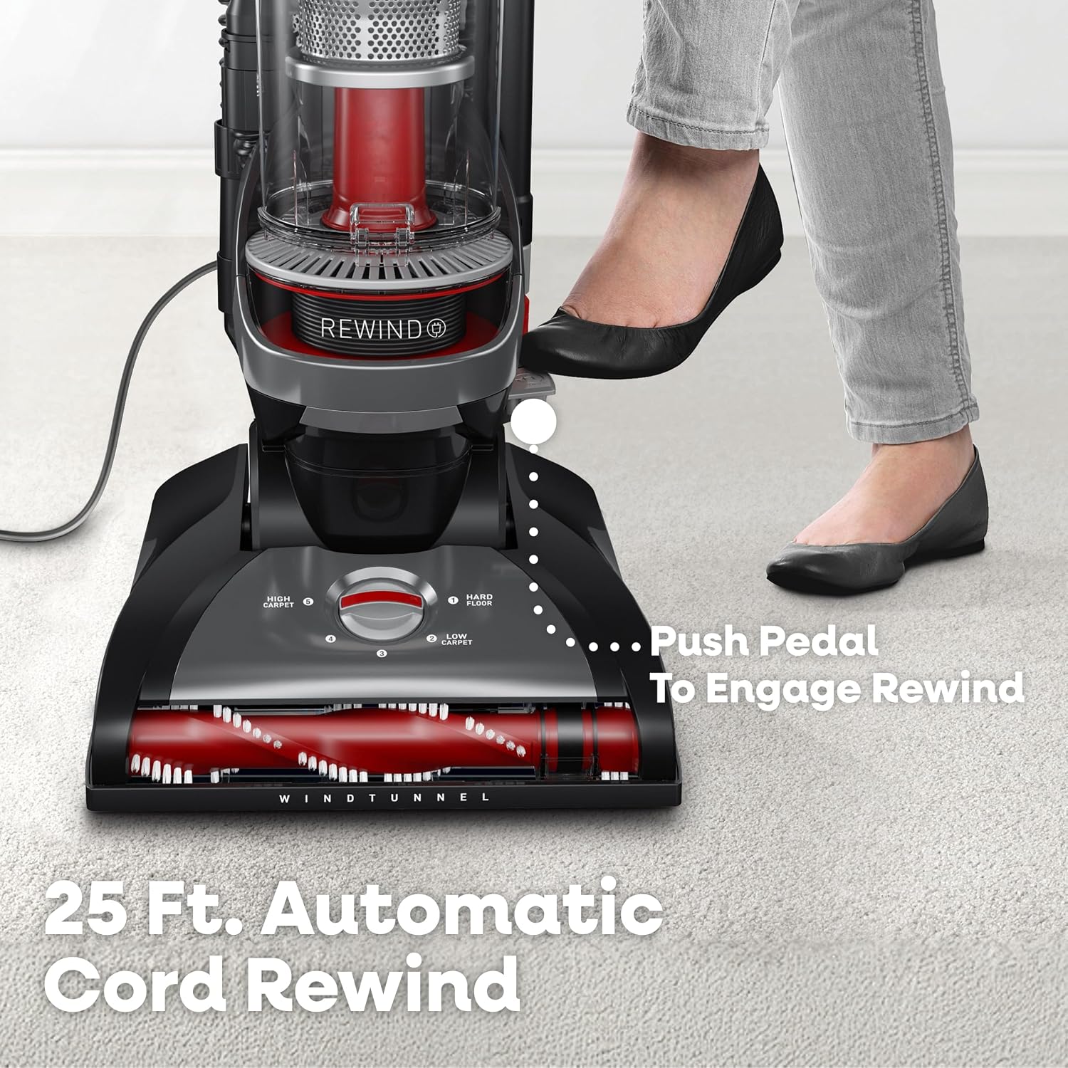 Thumbnail 2 de Hoover WindTunnel Cord Rewind Pro bagless corded upright vacuum with automatic cord rewind
