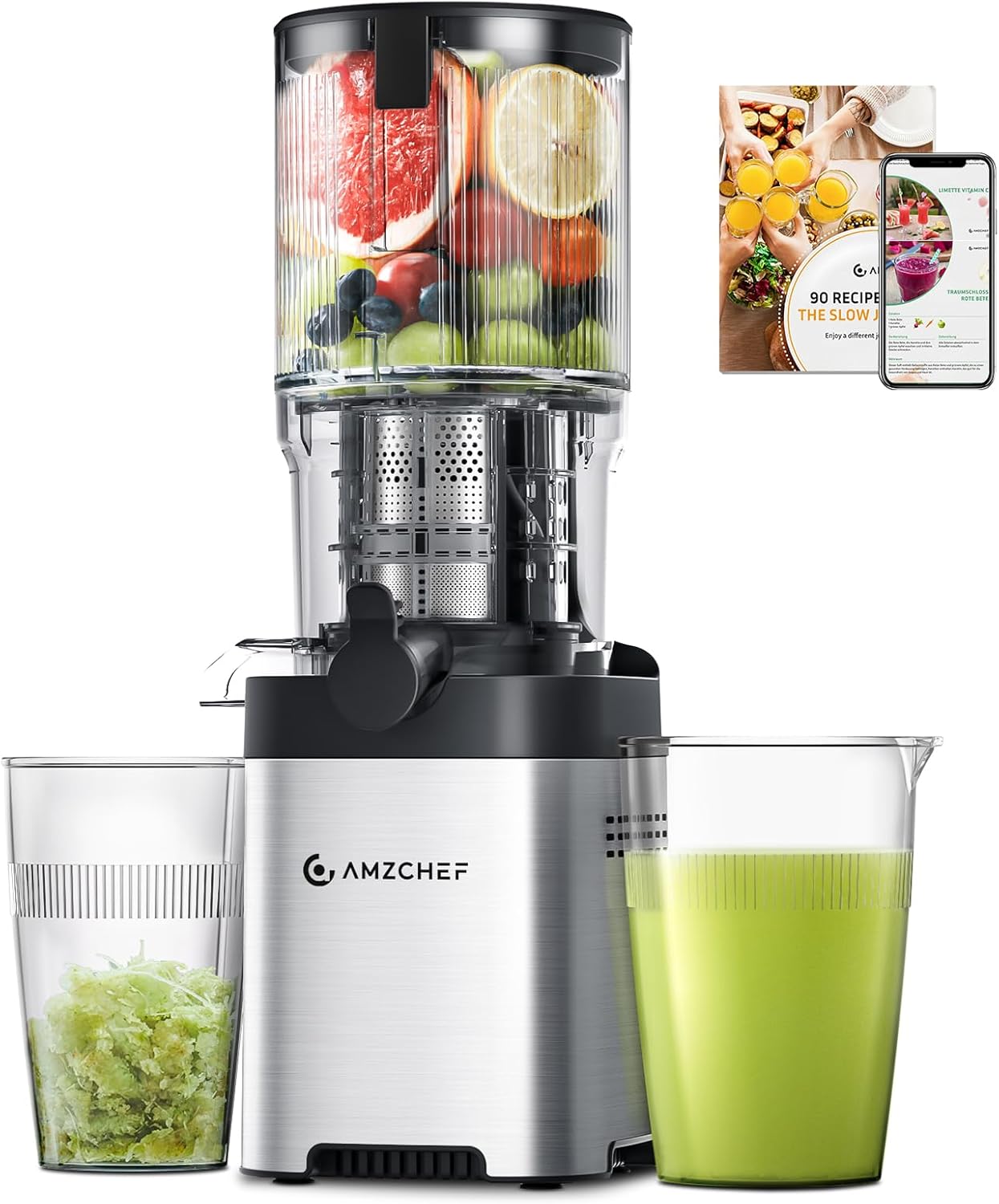 AMZCHEF Entsafter Slow Juicer 136 mm