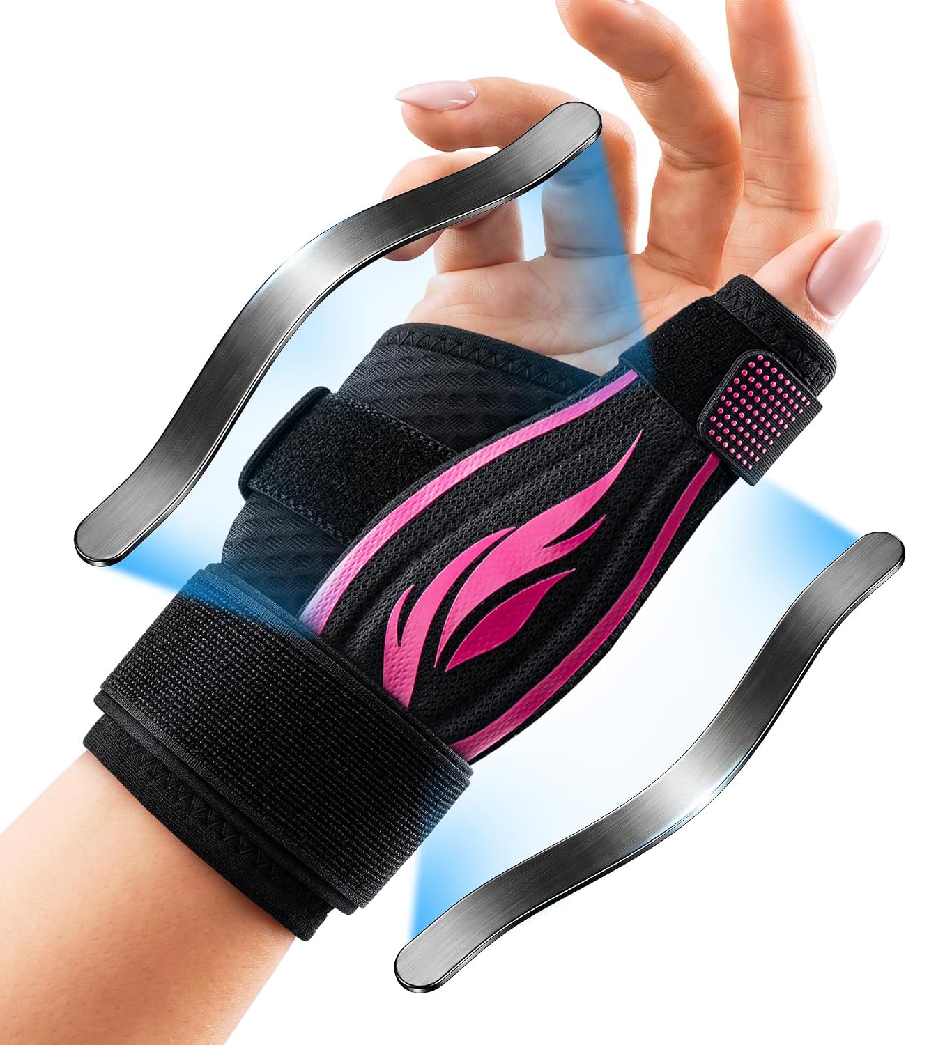 Thumbnail 6 de Fitooson Thumb Wrist Brace (Thumb Spica) for De Quervain’s, Trigger Finger, and more — Rose Pink/Black, S/M