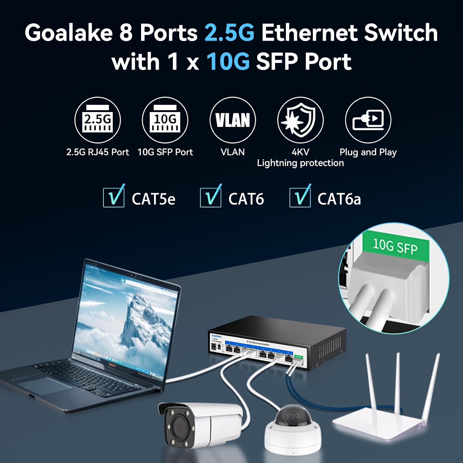 Thumbnail 3 de Goalake 8 Port 2.5G Switch with 10G SFP+