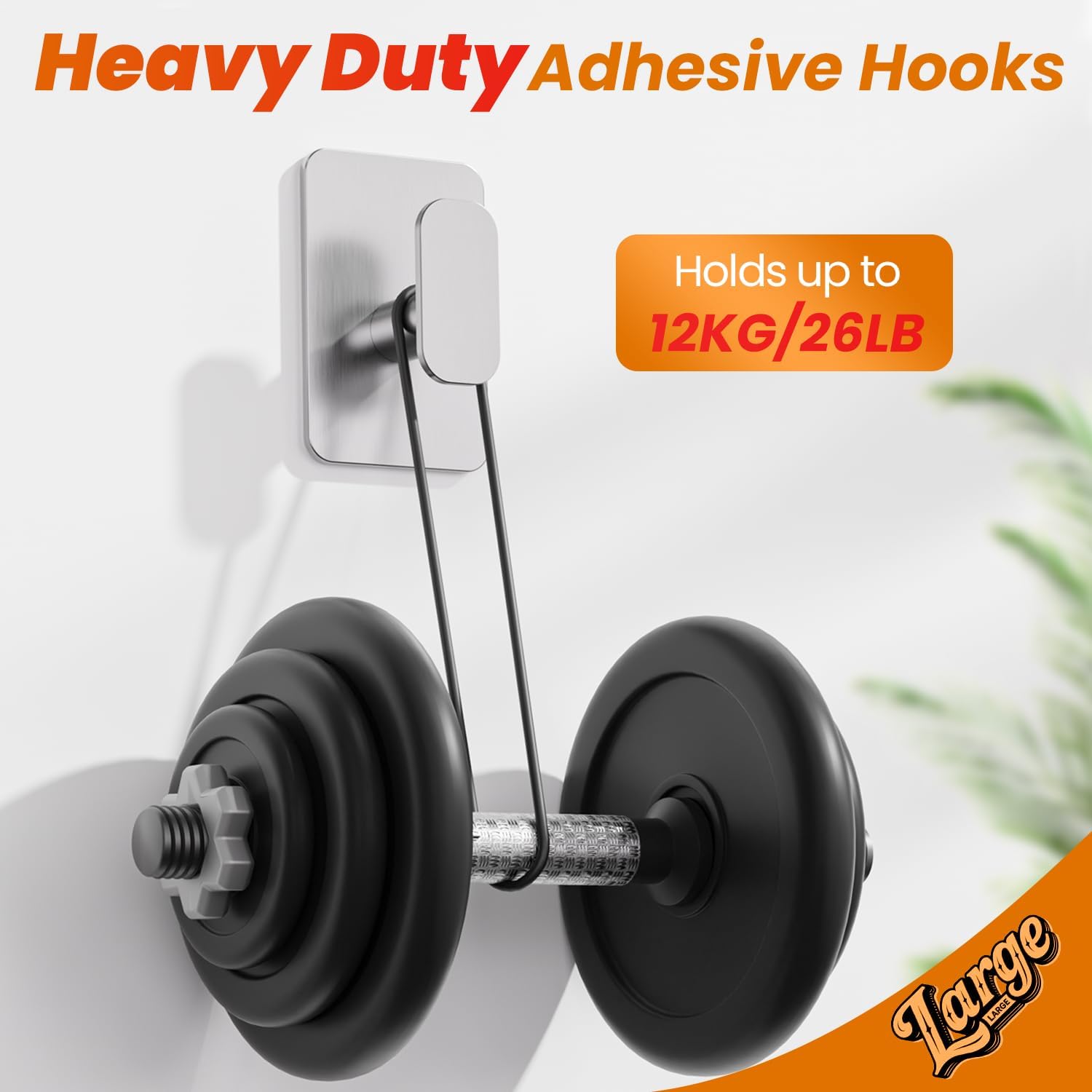 Detalle 2 de Aikzik 4 Pack Large Self Adhesive Hooks 12kg