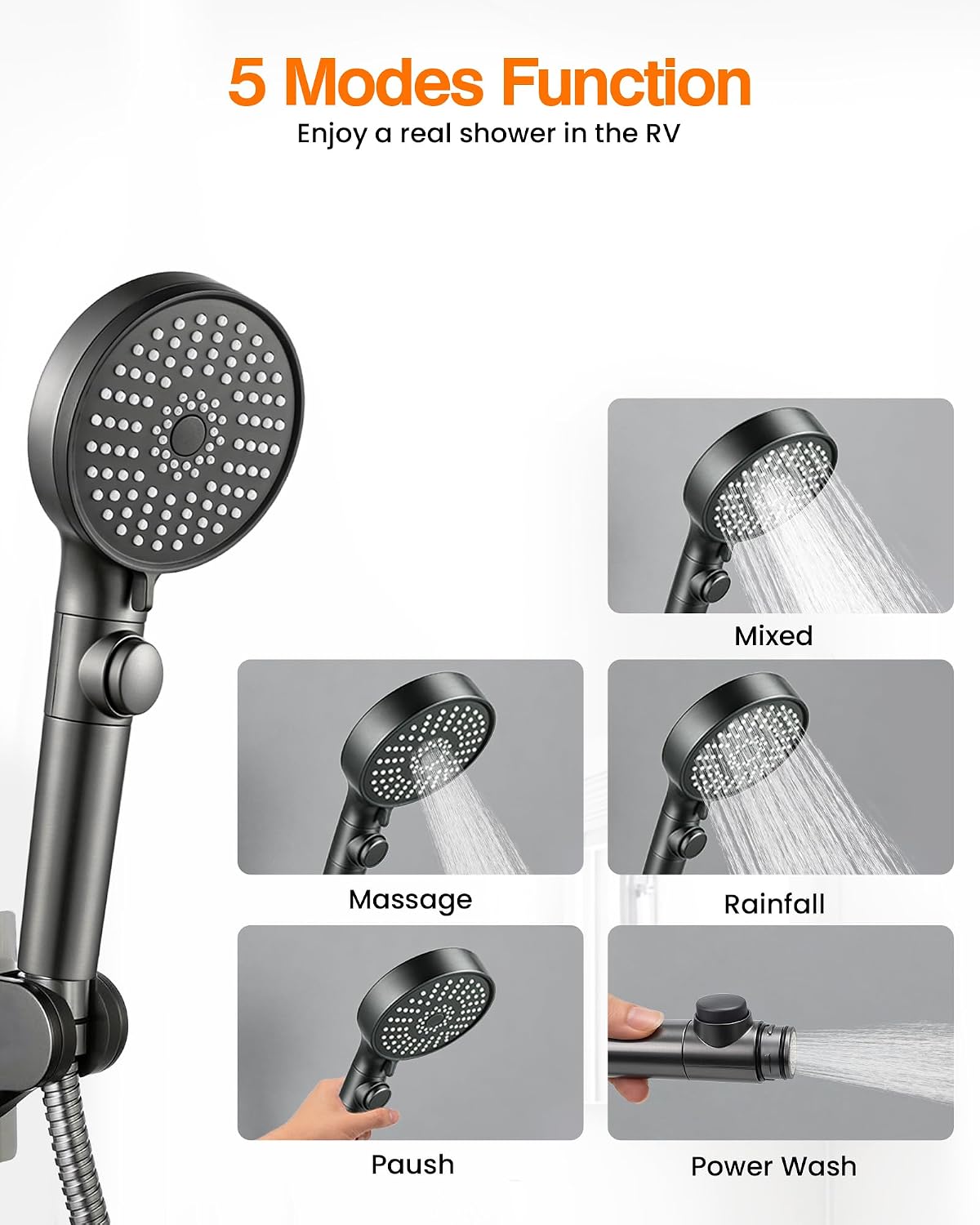 Thumbnail 1 de ECOHARV RV Shower Head with Hose: 5-Mode High Pressure Handheld Upgrade