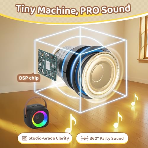 Detalle de Jeefu Karaoke Maschine mit 2 Mikrofonen – Tragbarer Bluetooth Lautsprecher, Disco-Licht, ideal für Kinder 3–15 Jahre