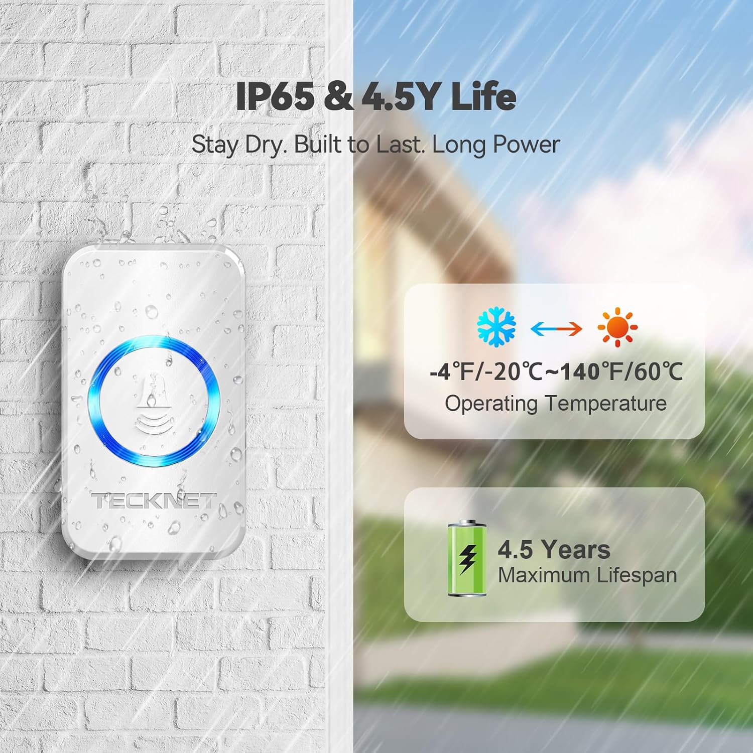 Detalle 2 de TECKNET Wireless Doorbell 400m Range